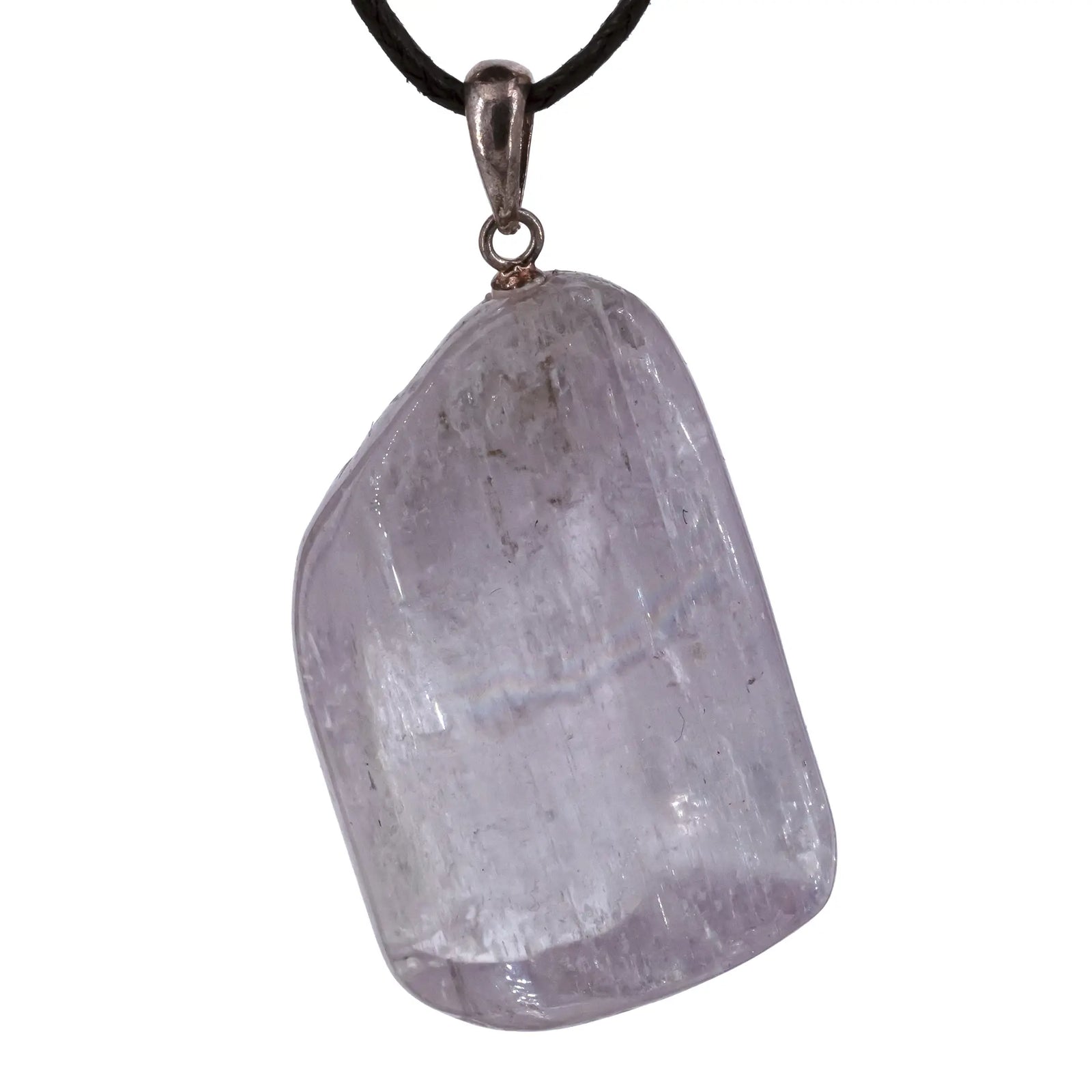 Pendentif kunzite argent - polie - pendentif-argent-kunzite-polie-13gr-3-6cm-kunpd1 - CRISTAL SOURCES