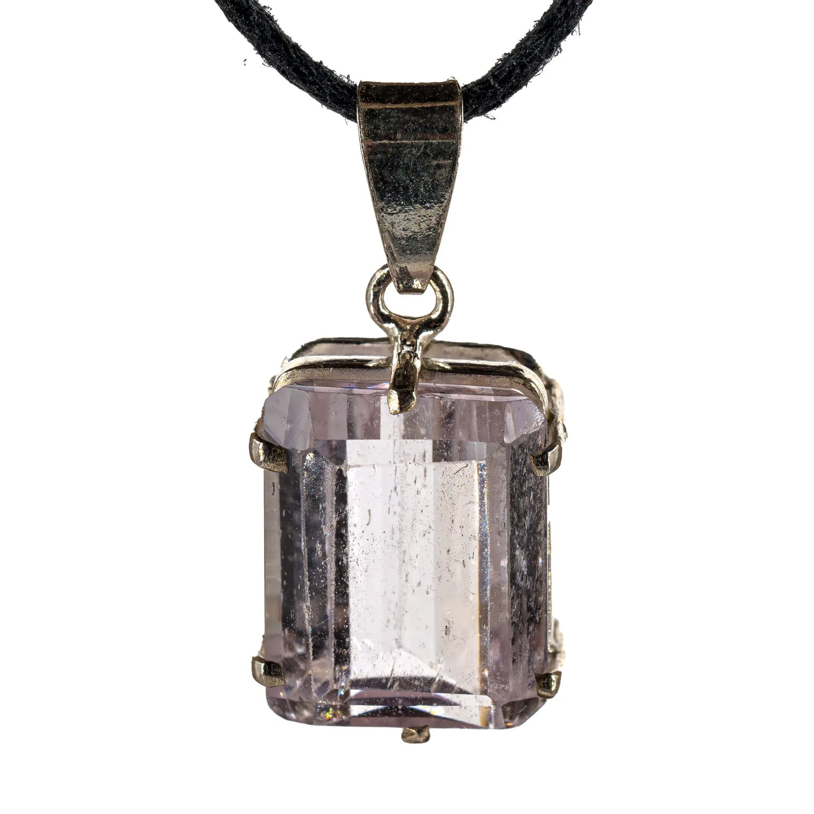 Pendentif kunzite argent - facettée - rectangle 2,2 cm - pendentif-argent-kunzite-facetee-bresil-2-2cm-kunpd6 - CRISTAL SOURCES