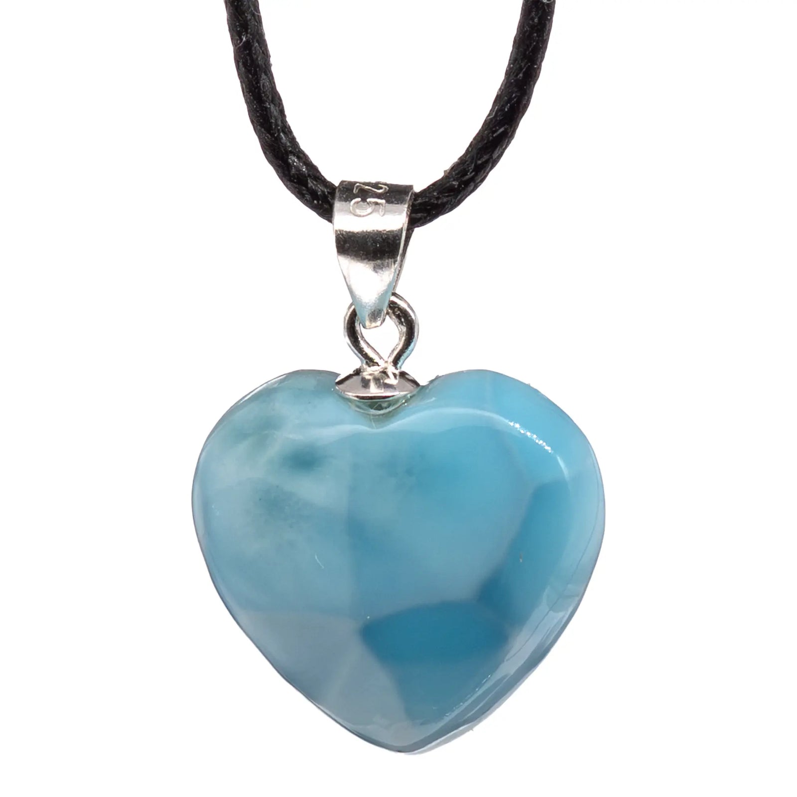 Pendentif Larimar coeur avec bélière argent 925
