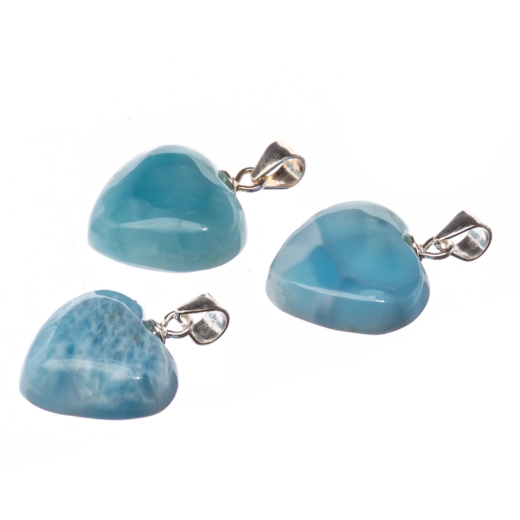 Pendentif Larimar coeur avec bélière argent 925