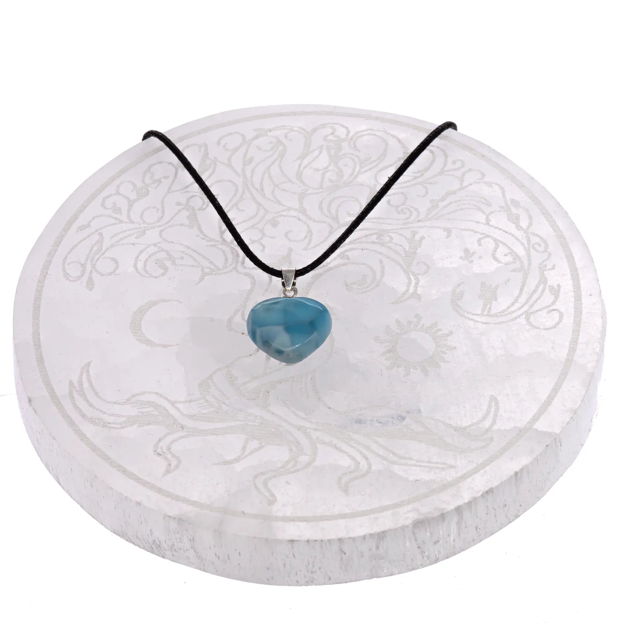 Pendentif Larimar coeur avec bélière argent 925