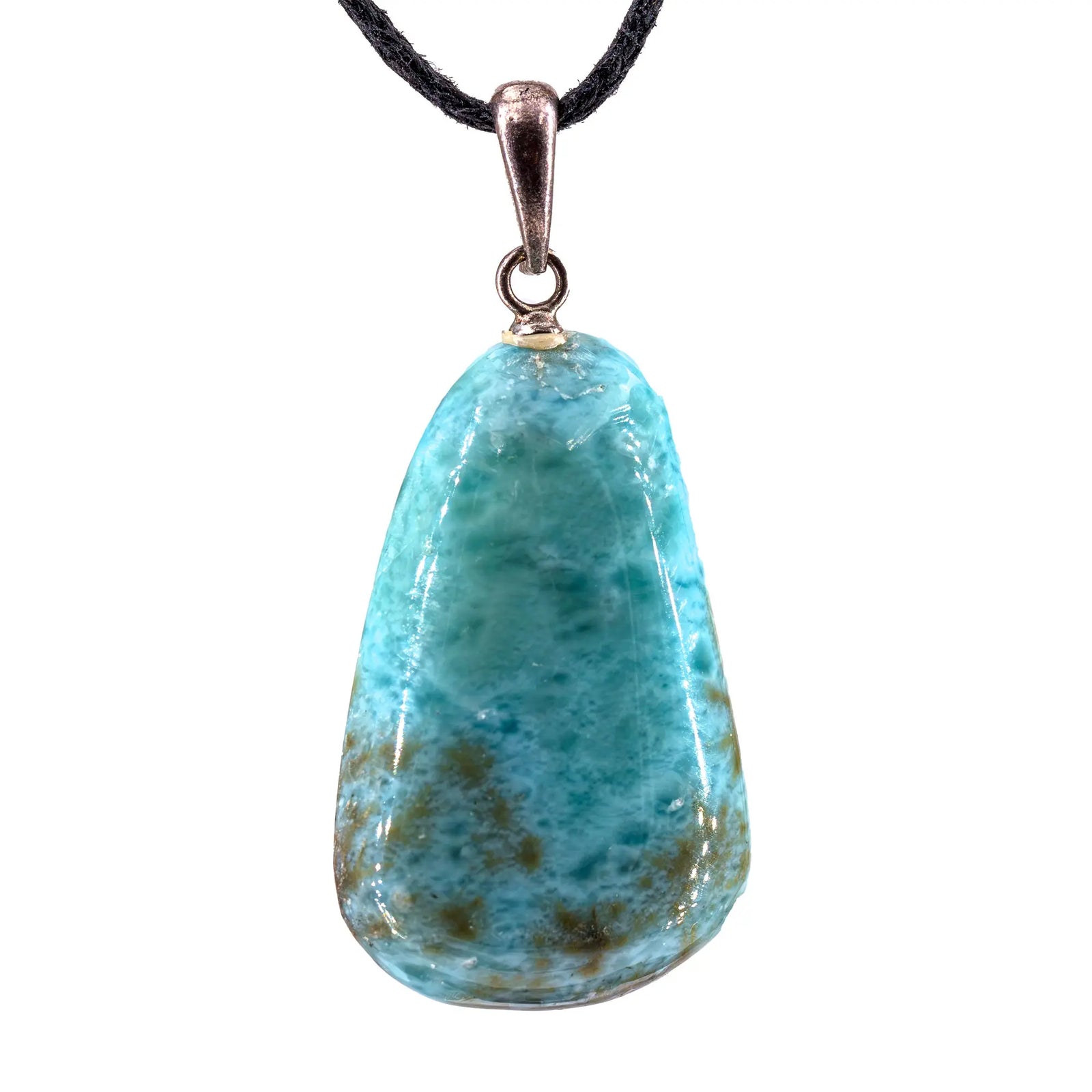 Pendentif Larimar argent - pierre polie - 3 à 3,5 cm - pendentif-argent-larimar-3-3-5cm-larpd2 - CRISTAL SOURCES