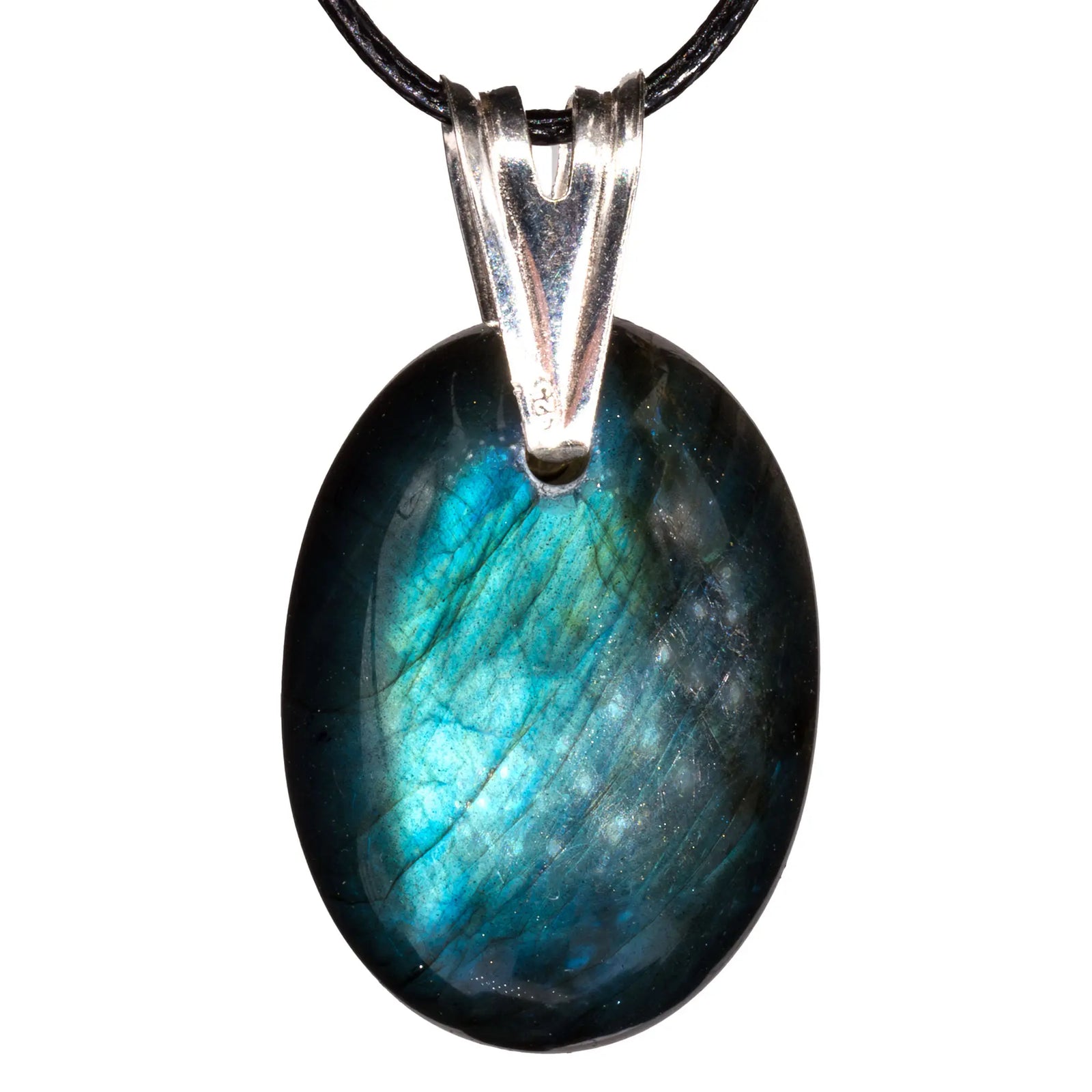 Pendentif argent Labradorite bleue verte - femme & homme - pendentif-argent-labradorite-bleue-verte-lbpd6 - CRISTAL SOURCES