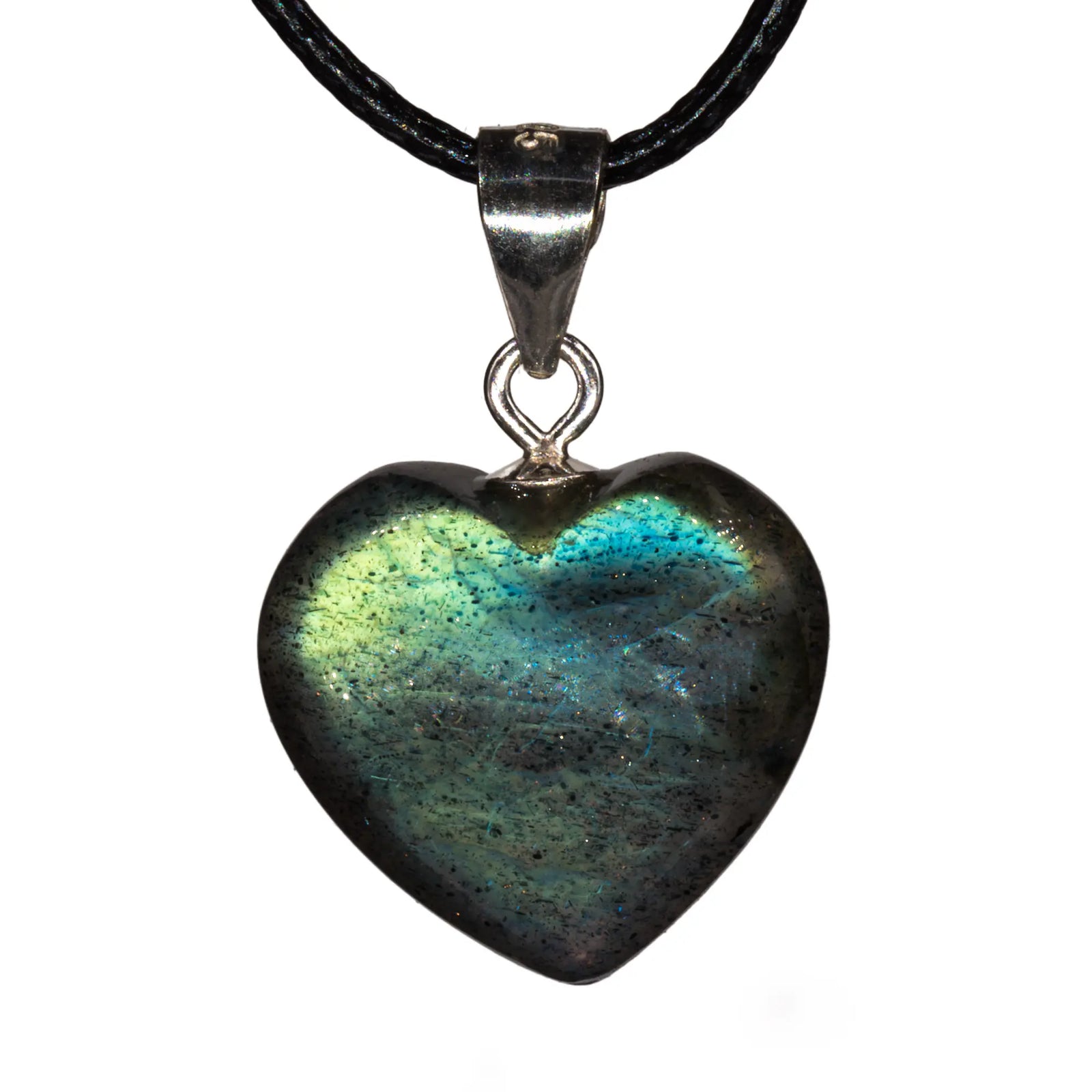 Pendentif Labradorite argent - coeur - pendentif-argent-labradorite-coeur - CRISTAL SOURCES