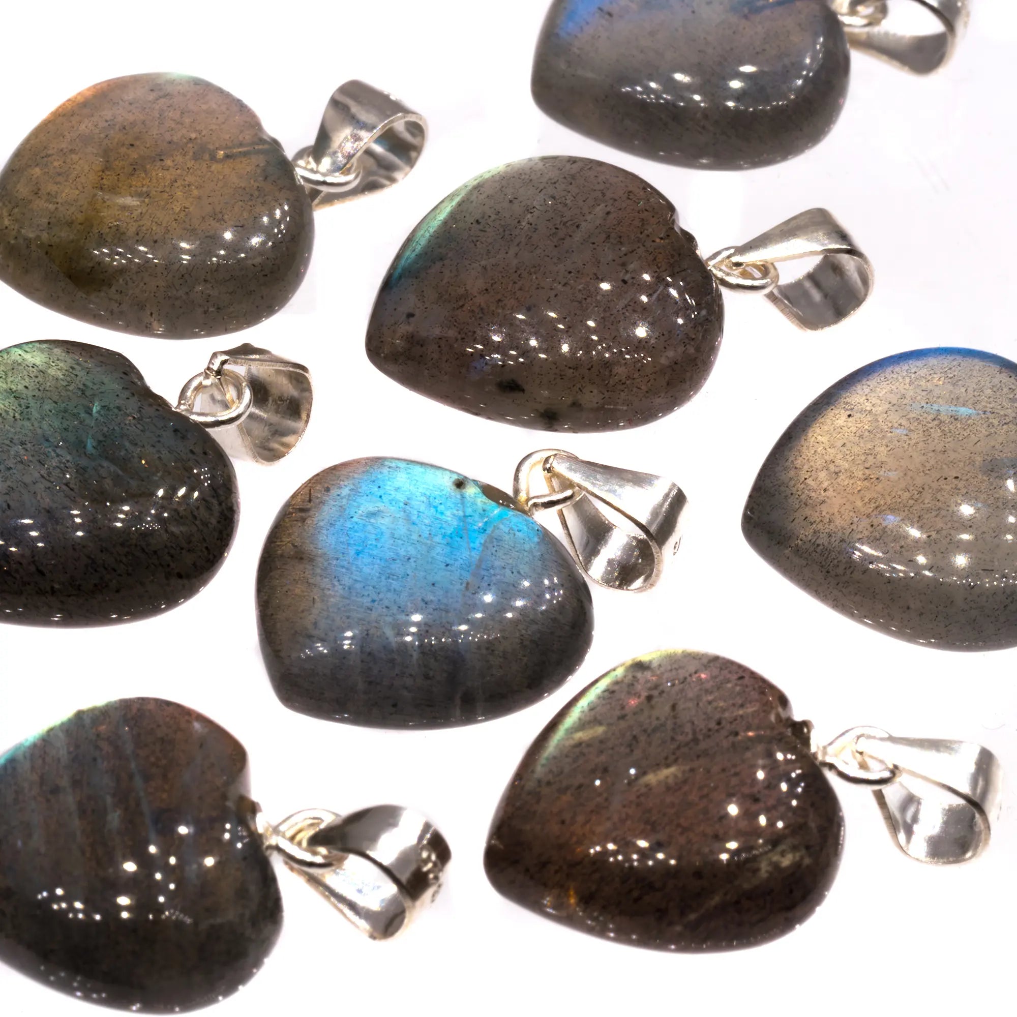 Pendentif Labradorite argent - coeur - pendentif-argent-labradorite-coeur - CRISTAL SOURCES
