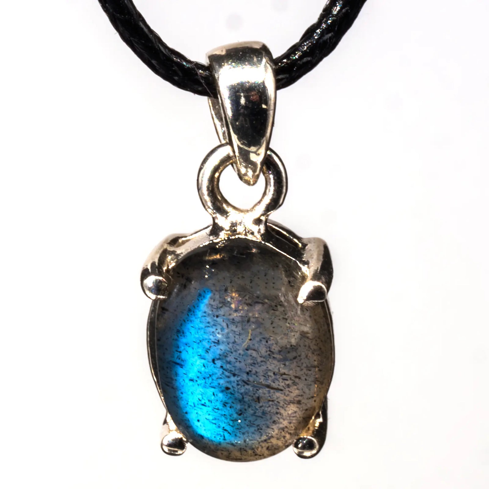 Pendentif Labradorite bleue sur argent - pendentif-argent-labradorite-bleue-veritable-lbpd9 - CRISTAL SOURCES