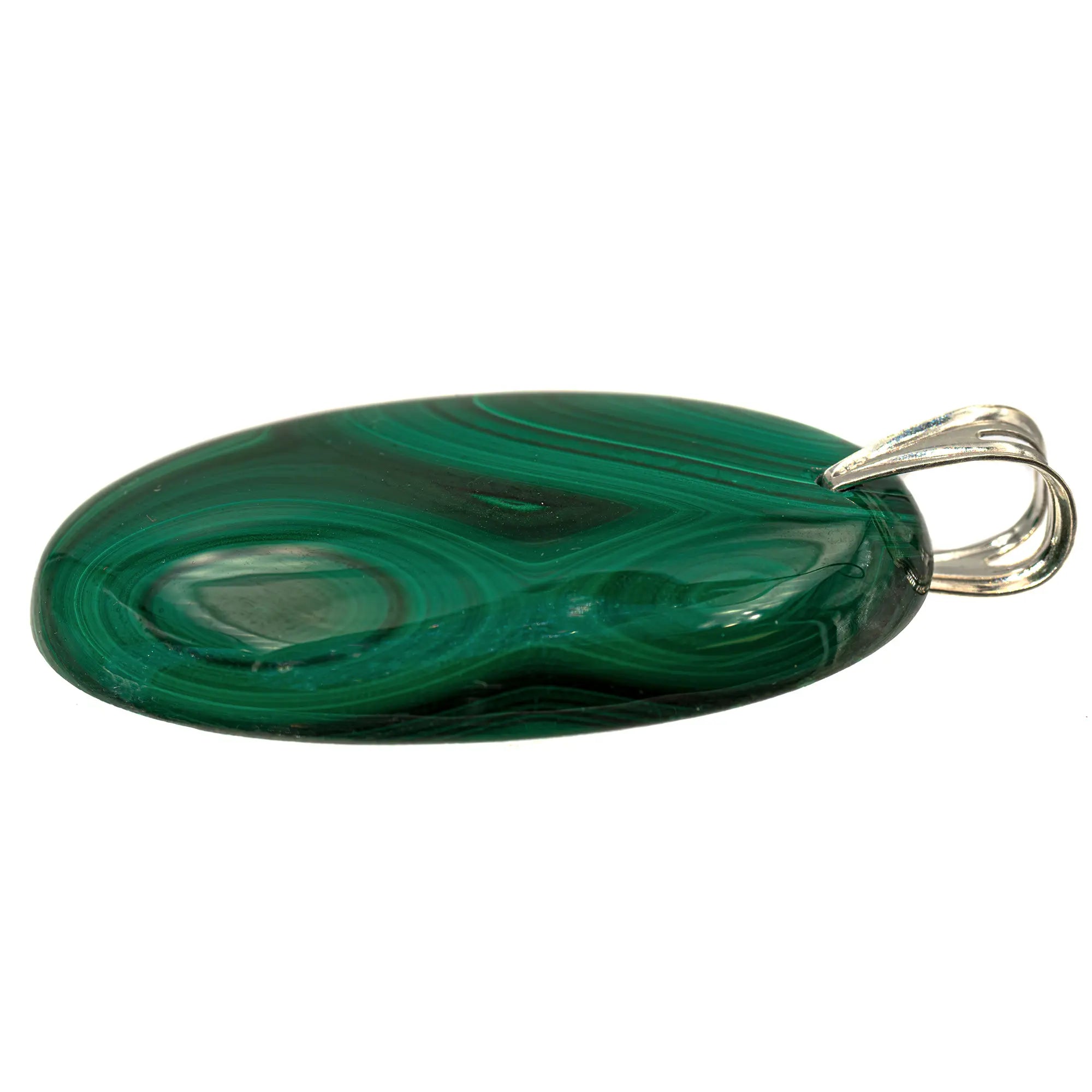 Pendentif Malachite argent - pendentif-argent-malachite-polie-congo-malapd5 - CRISTAL SOURCES