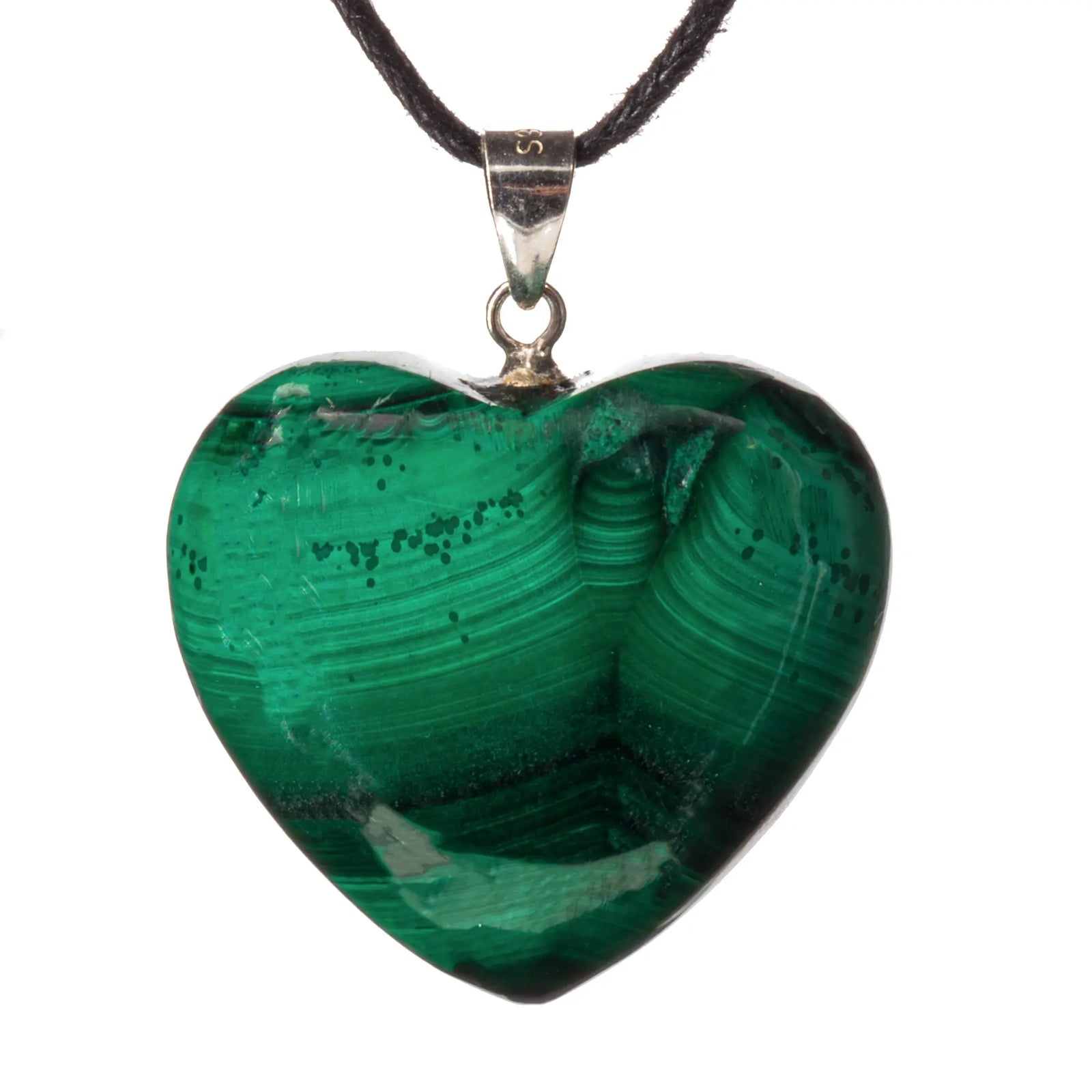 Pendentif Malachite cœur argent - pendentif-argent-malachite-coeur-congo-malapd6 - CRISTAL SOURCES