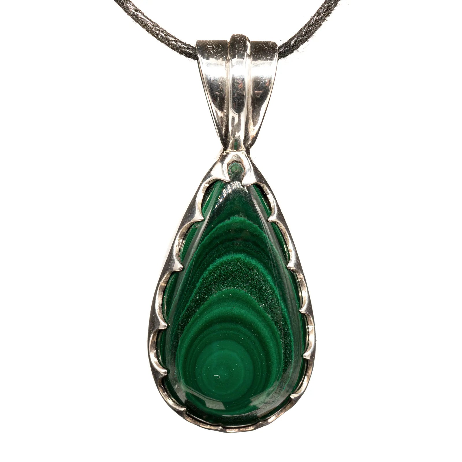 Pendentif Malachite serti argent - pendentif-argent-malachite-congo-malapd7 - CRISTAL SOURCES