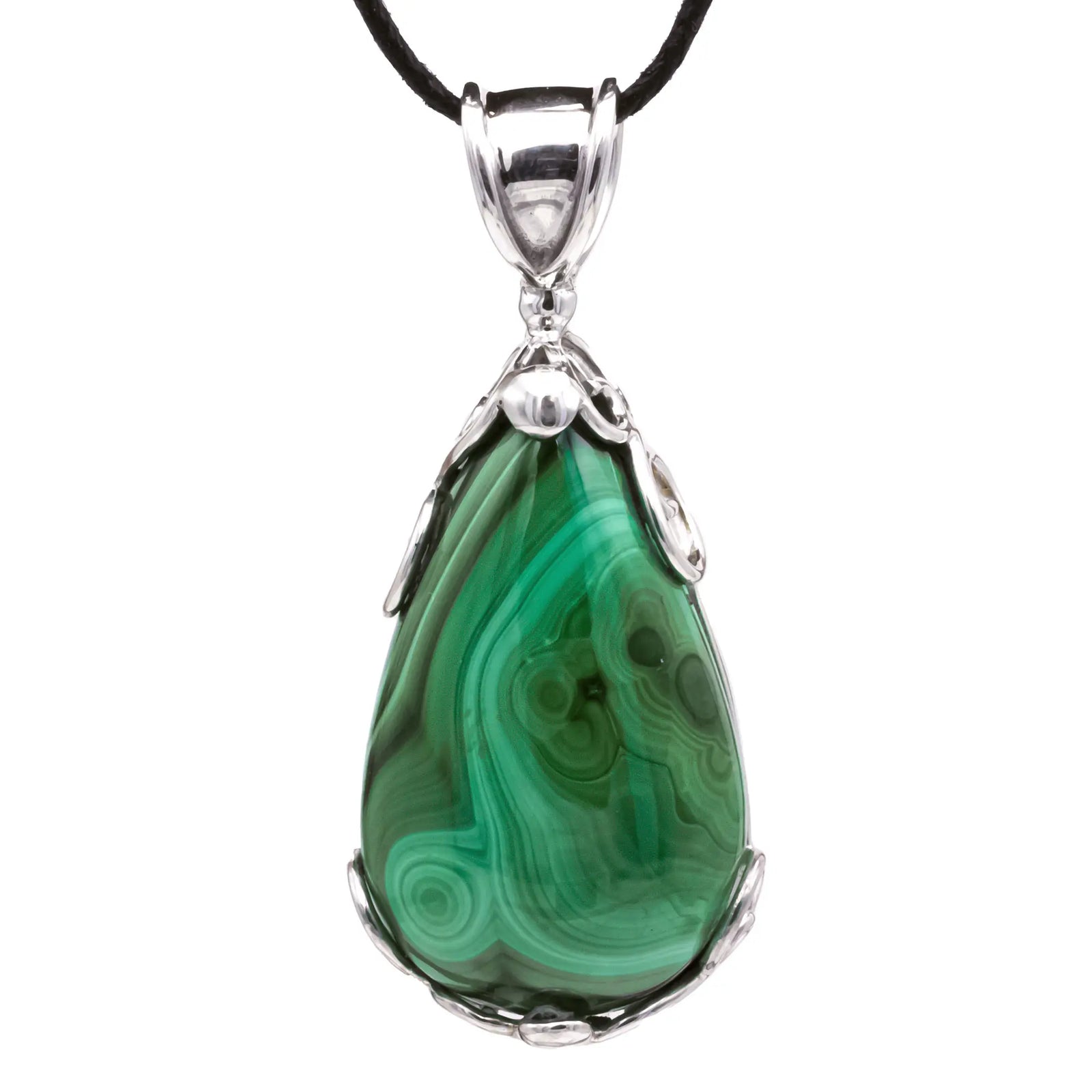Pendentif Malachite montée sur argent - pendentif-argent-malachite-gemme-congo-malapd8 - CRISTAL SOURCES