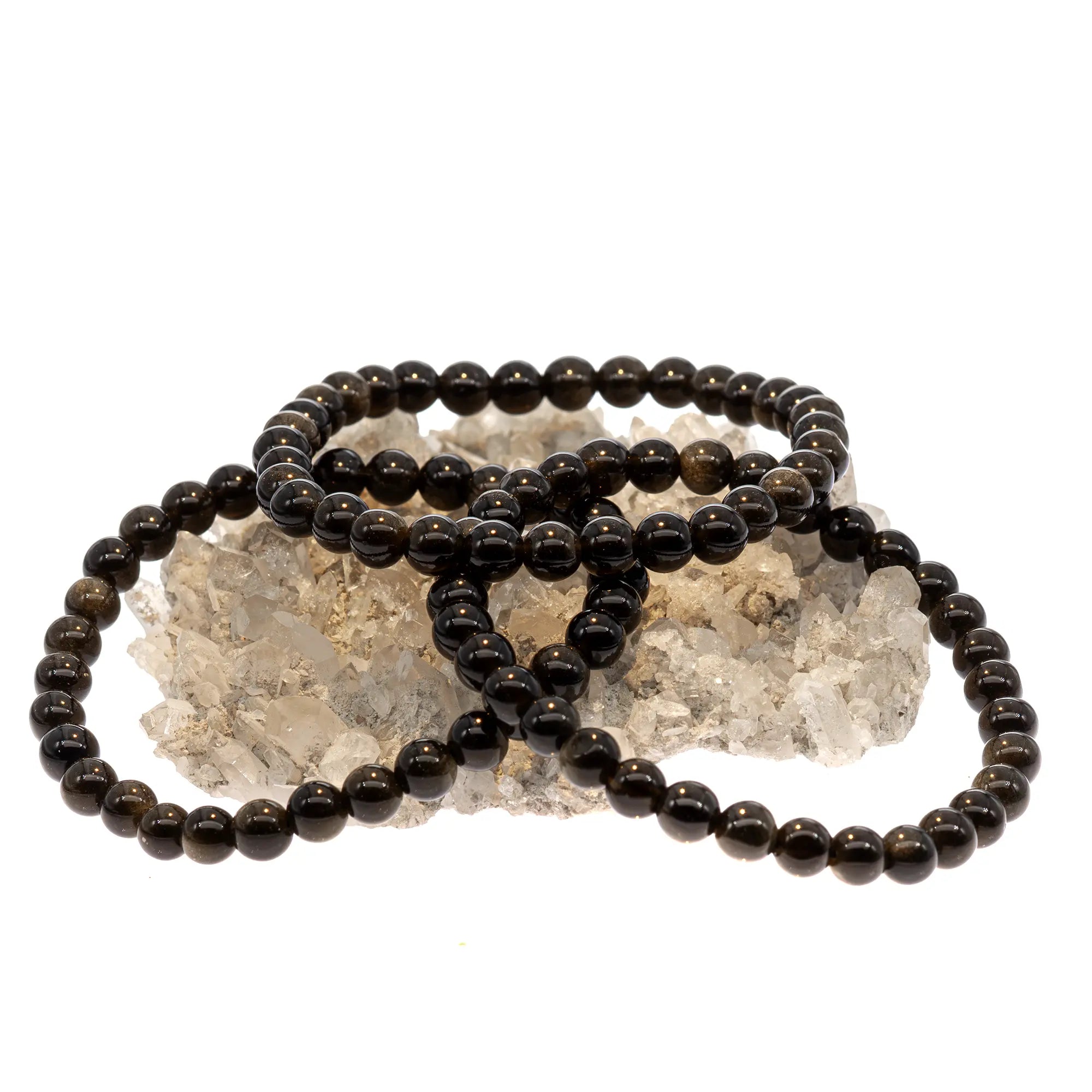 Bracelet Obsidienne dorée perle ronde 6mm - bracelet-obsidienne-doree-perle-ronde-6mm-obdbra1 - CRISTAL SOURCES