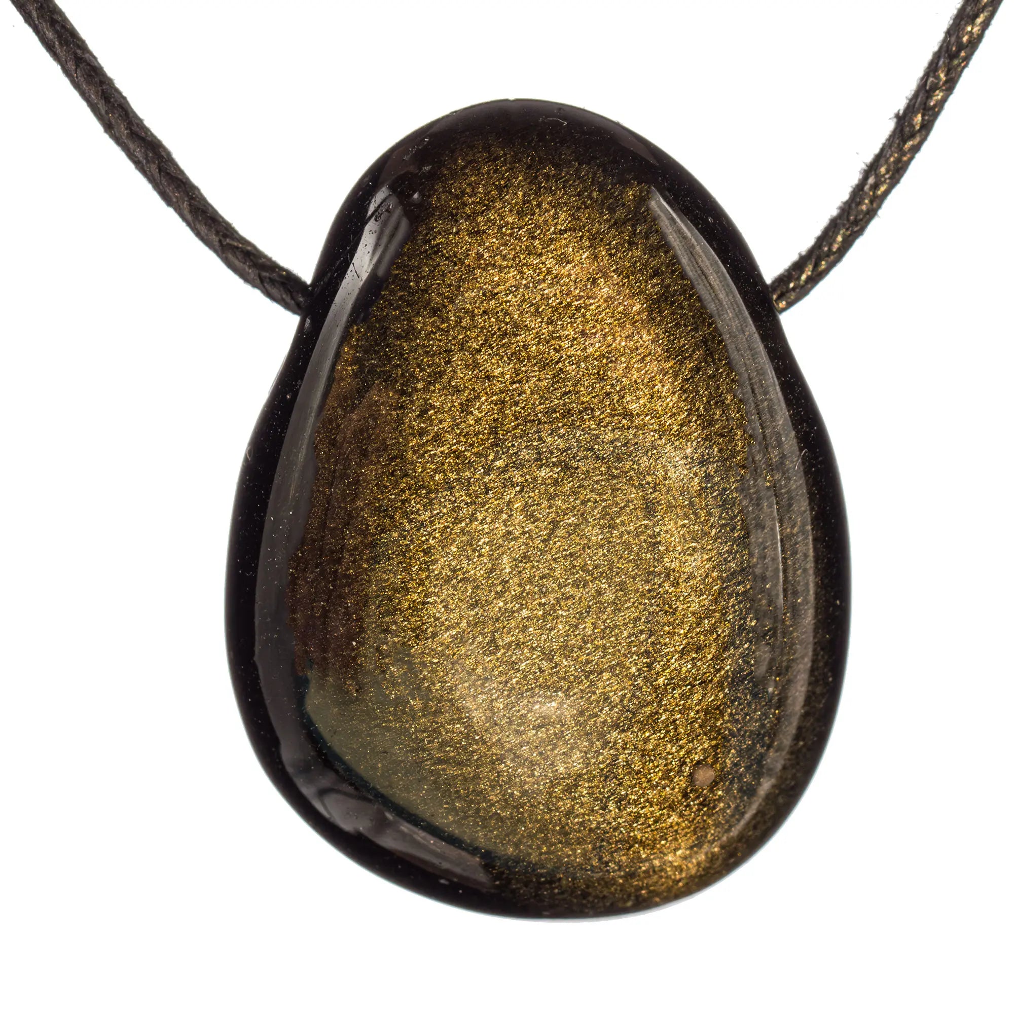 Pendentif Obsidienne dorée - pierre percée - pendentif-obsidienne-doree-percee-obdpc0 - CRISTAL SOURCES