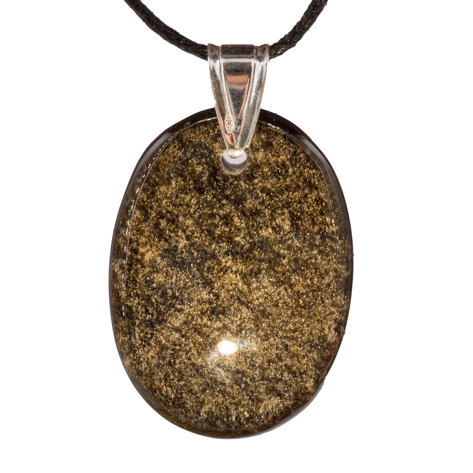 Pendentif obsidienne dorée argent - 3.5 à 4 cm - pendentif-argent-obsidienne-doree-obdpd2 - CRISTAL SOURCES