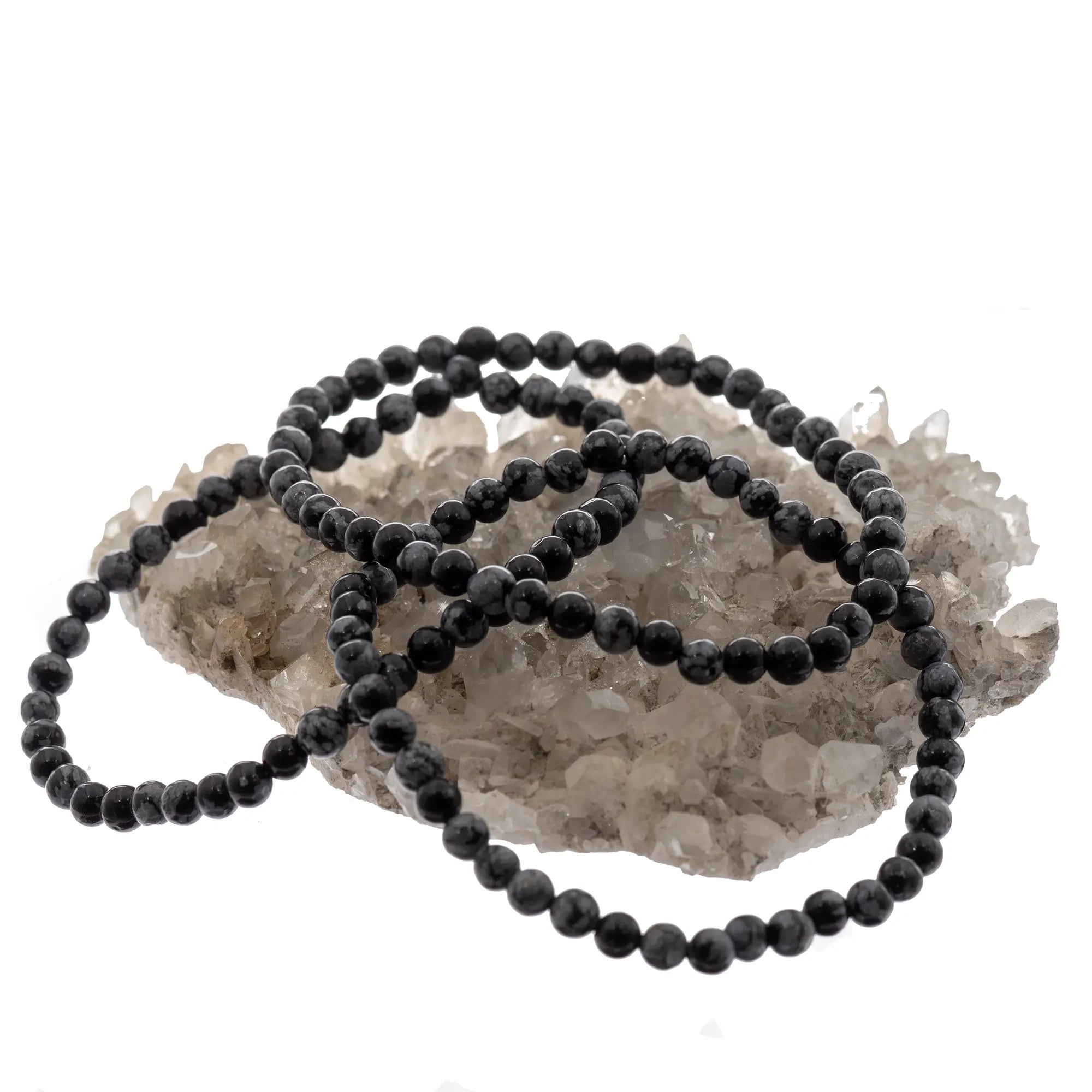 Bracelet Obsidienne étoilée perle ronde 4mm - CRISTAL SOURCES