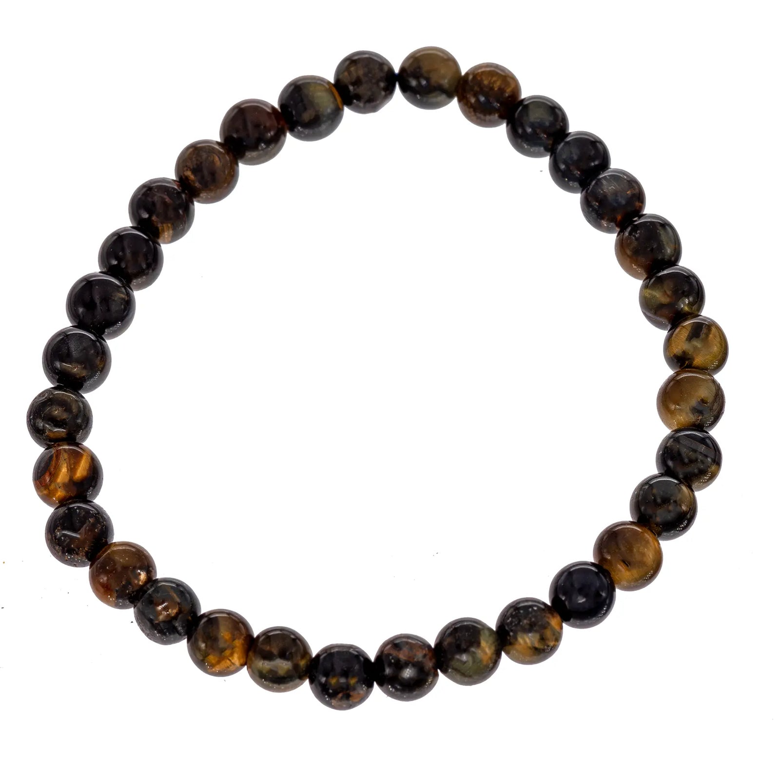 Bracelet Oeil de faucon perle ronde 6mm - CRISTAL SOURCES