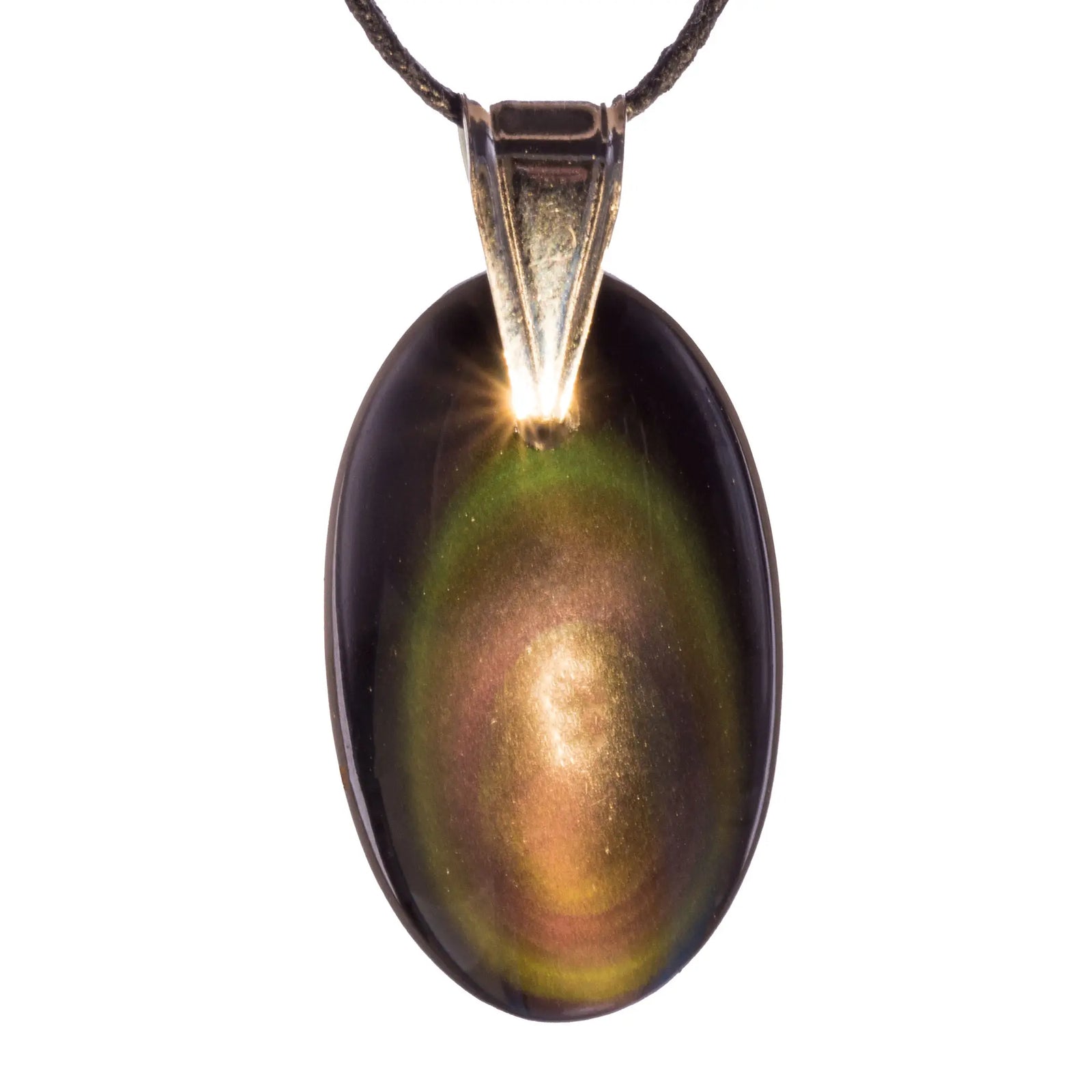 Pendentif obsidienne œil céleste argent - 3.5 à 4 cm - pendentif-argent-obsidienne-oeil-celeste-3-5cm-oocpd5 - CRISTAL SOURCES