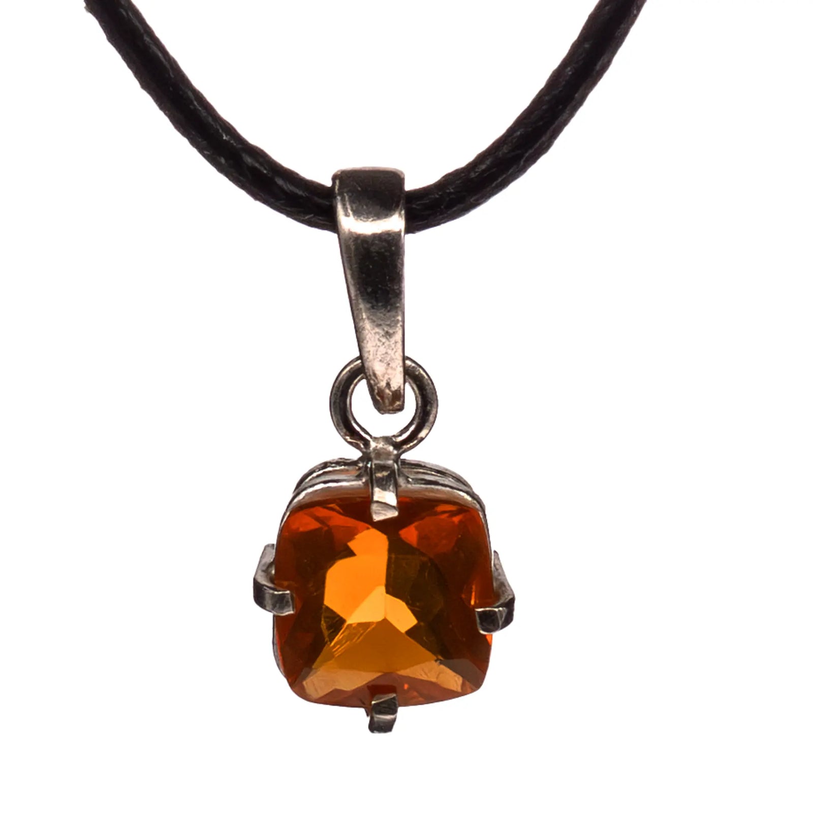 Pendentif Opale de feu argent - pierre facettée - pendentif-argent-opale-feu-opfpd1 - CRISTAL SOURCES