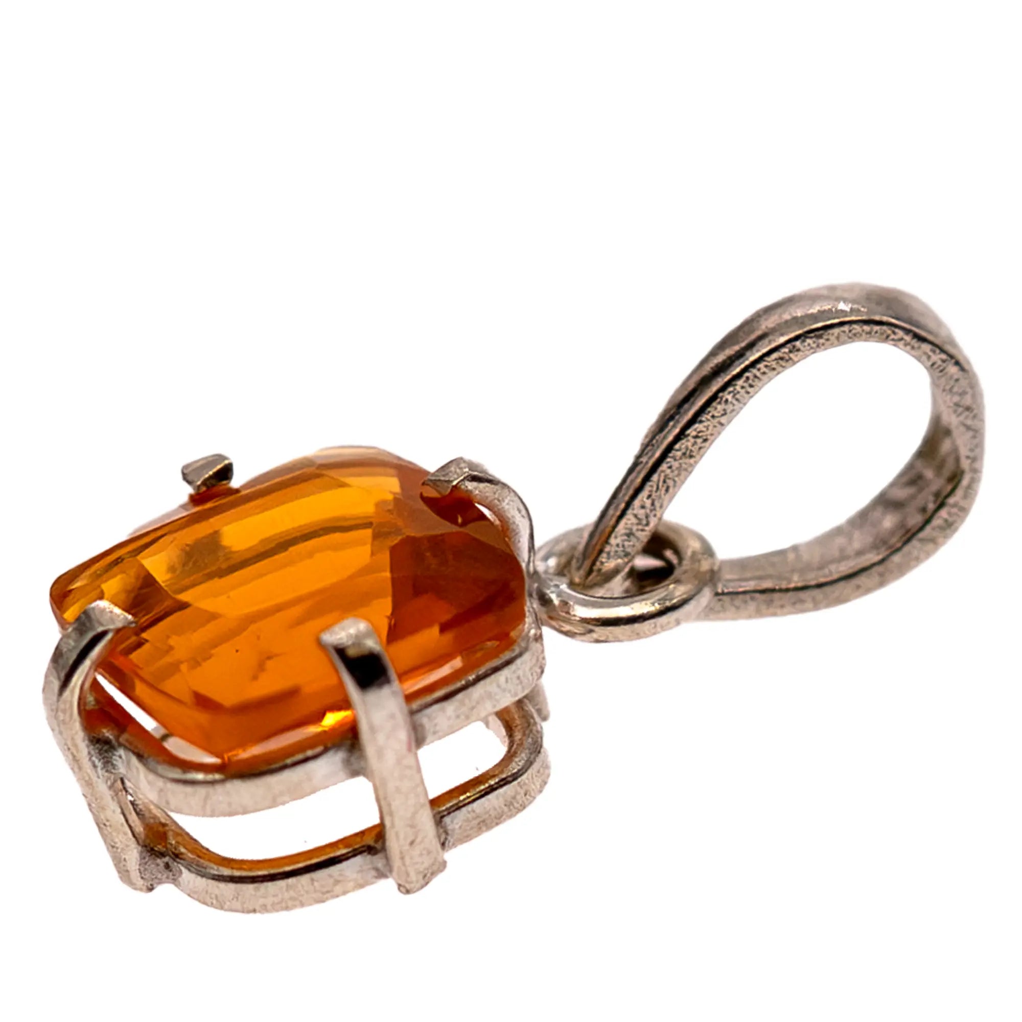 Pendentif Opale de feu argent - pierre facettée - pendentif-argent-opale-feu-opfpd1 - CRISTAL SOURCES