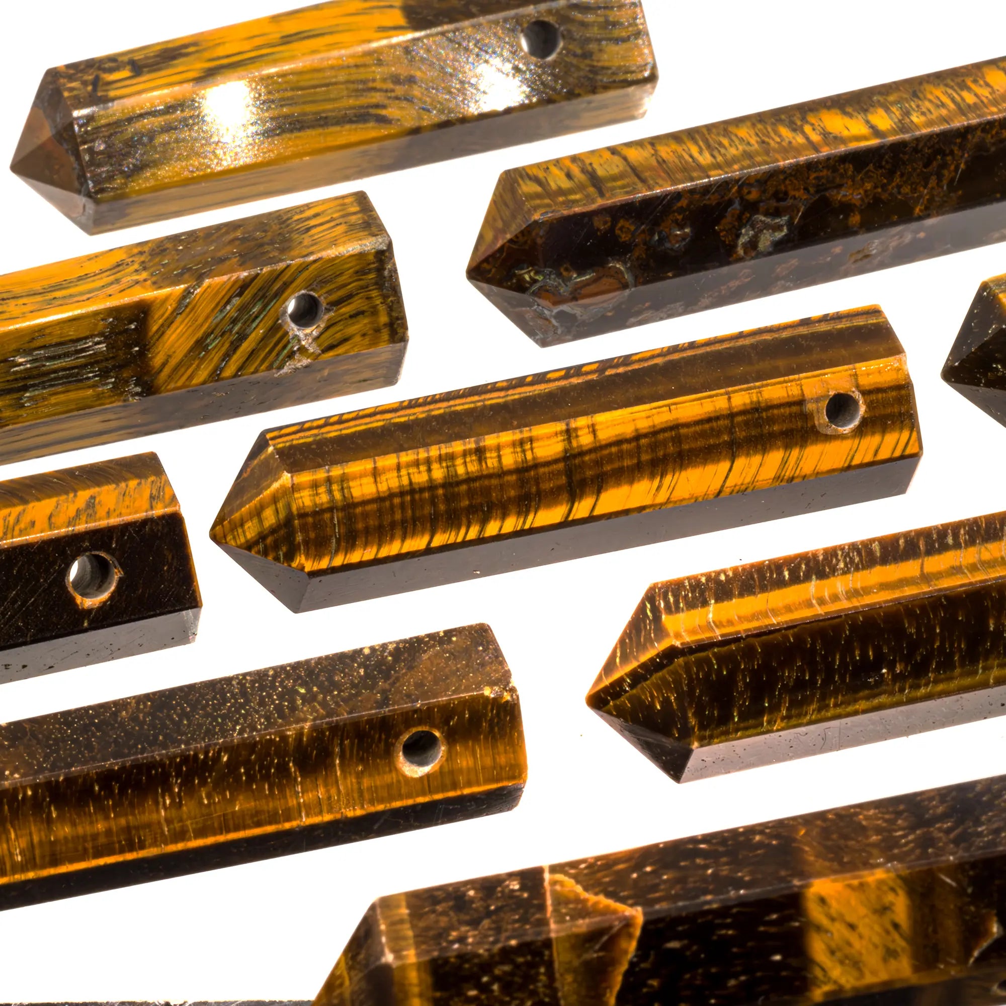 Pendentif Oeil de tigre - cristal - pierre percée - CRISTAL SOURCES