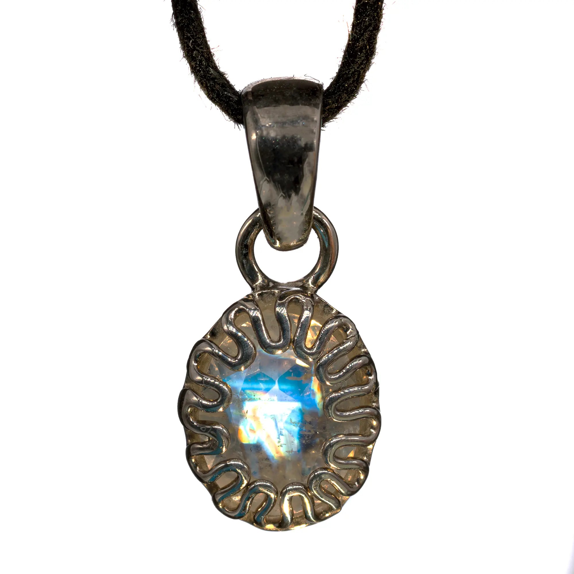 Pendentif Pierre de Lune argent - péristérite - pendentif-argent-peristerite-pierre-de-lune-gemme-inde-plnpd4 - CRISTAL SOURCES
