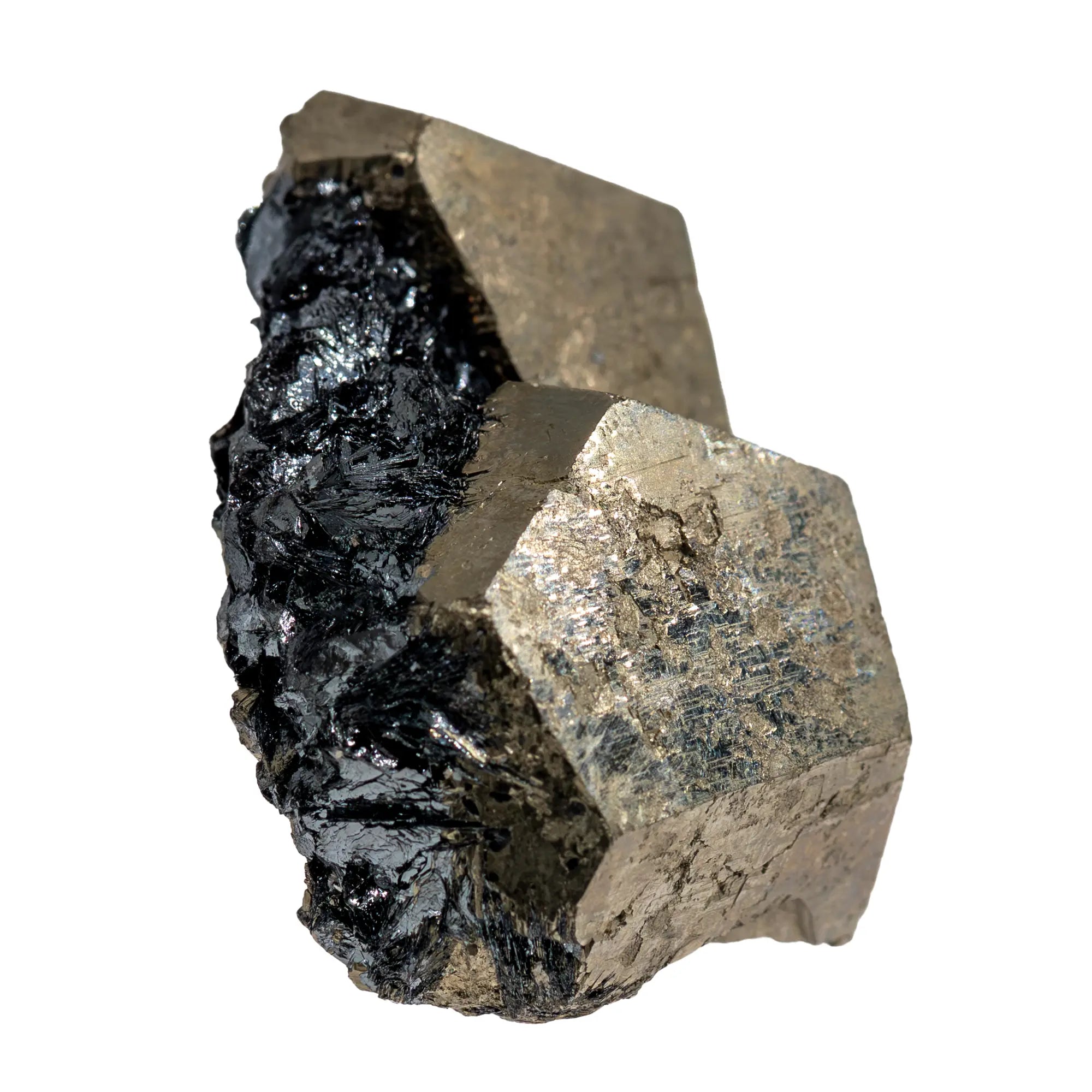 Pyrite cristal sur hématite - ile d'Elbe, Italie - pyrite-cristaux-bruts-hematite-elbe-pyr13 - CRISTAL SOURCES