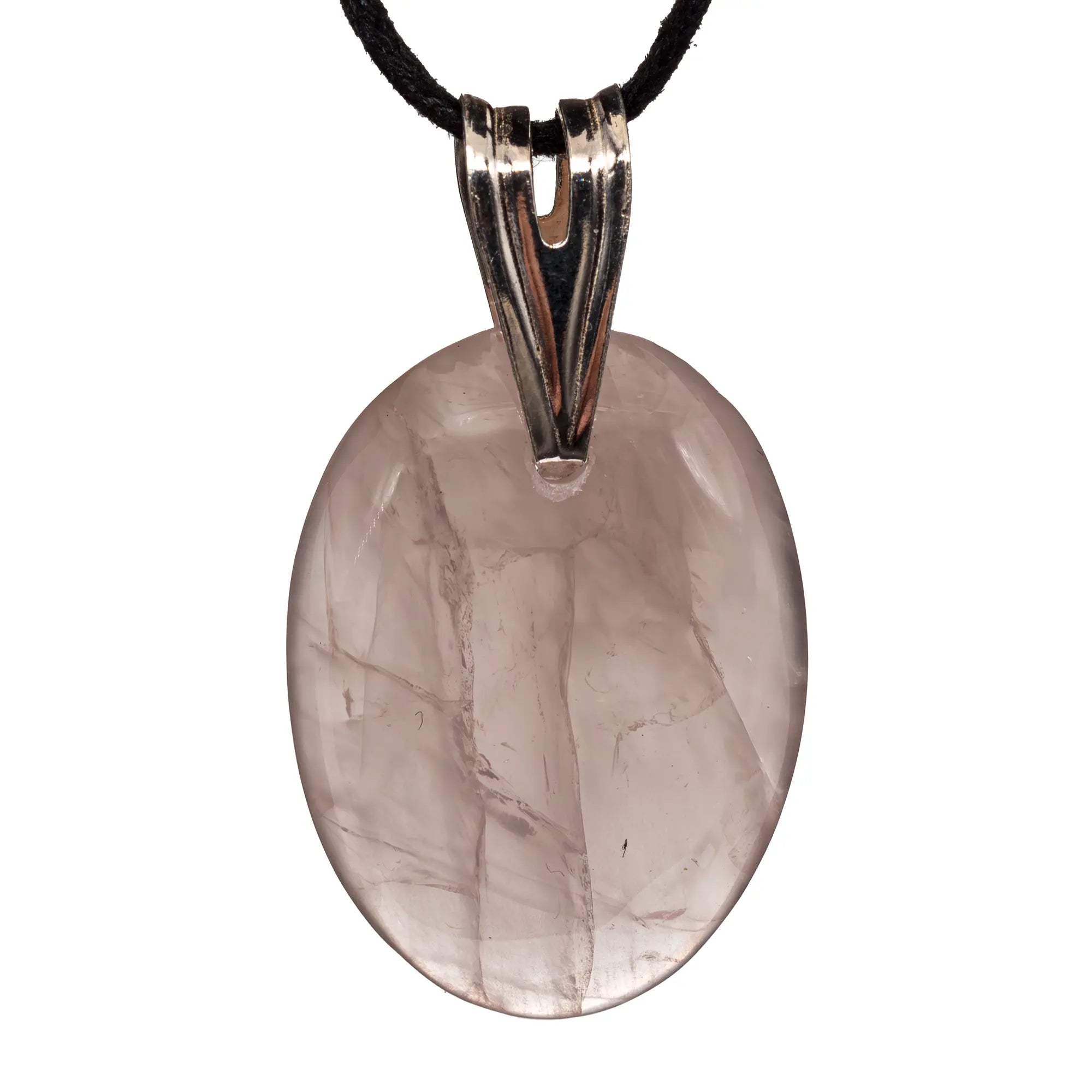 Pendentif Quartz Rose sur bélière argent - pendentif-argent-quartz-rose-poli-bresil-qrpd1 - CRISTAL SOURCES