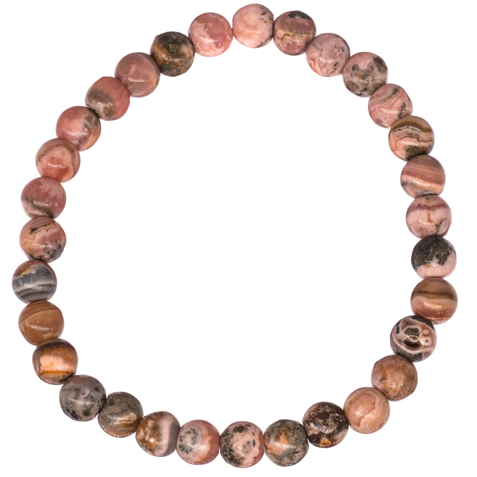 Bracelet Rhodochrosite perle ronde 6mm - CRISTAL SOURCES