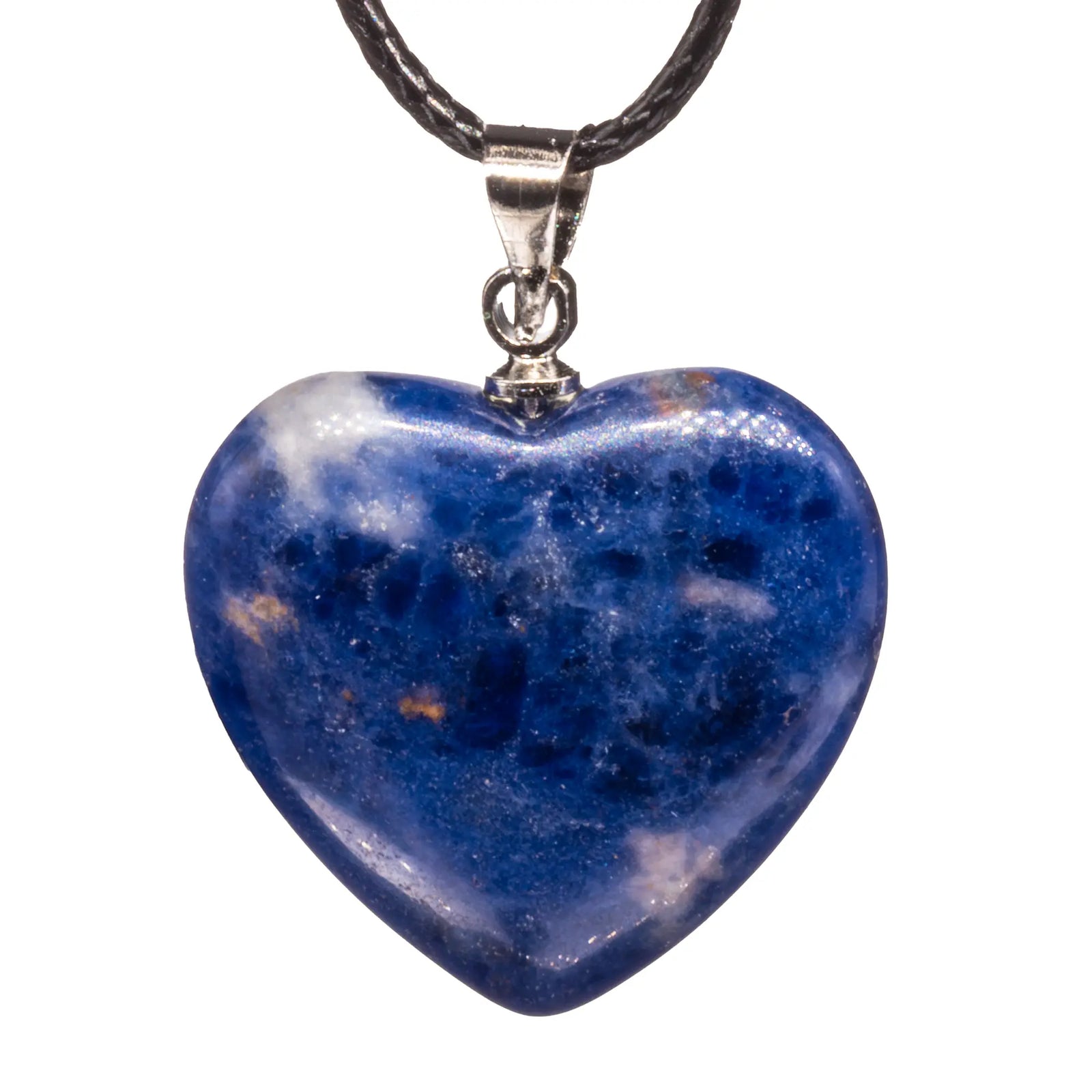 Pendentif Sodalite métal - coeur - CRISTAL SOURCES