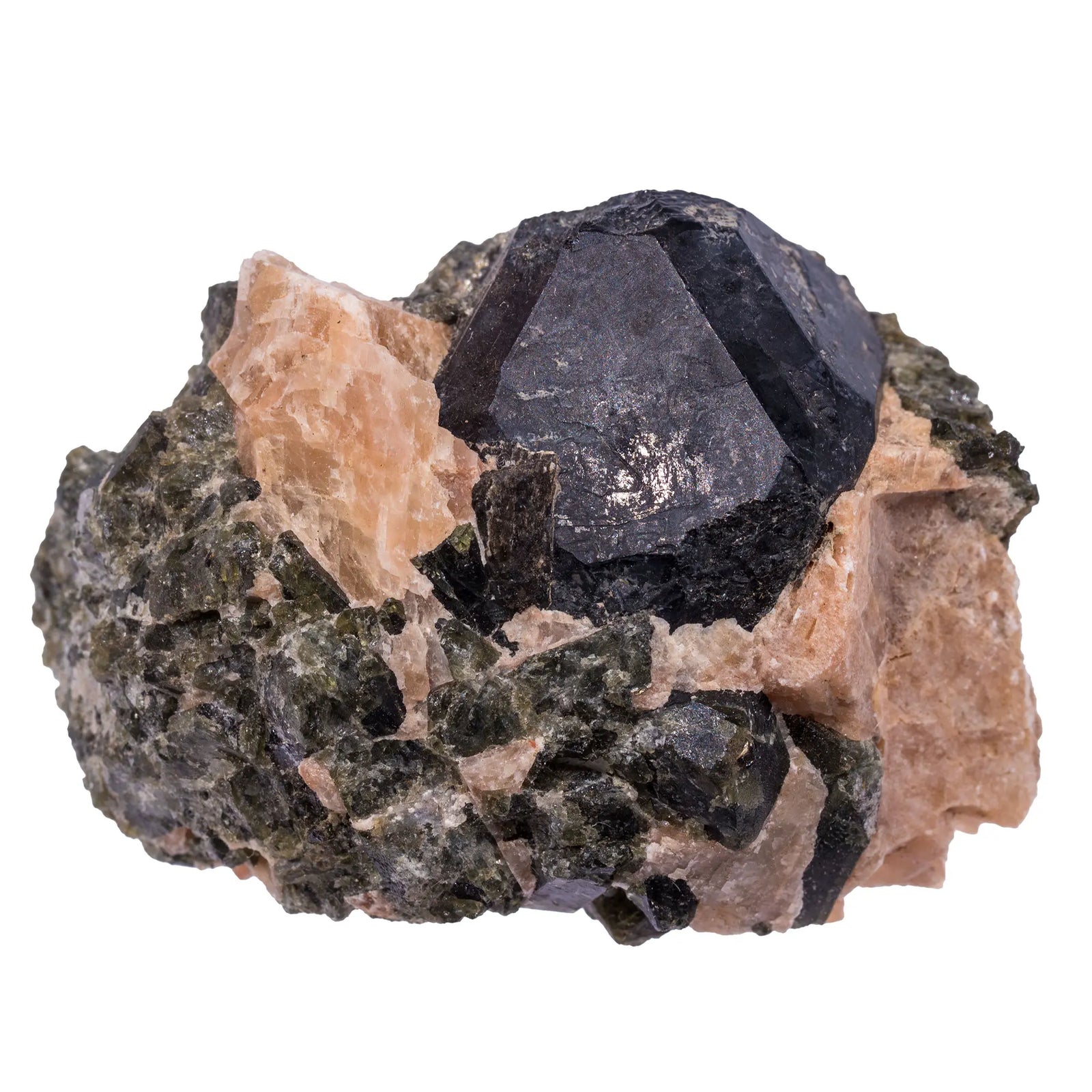 Spinelle noir cristaux bruts sur gangue de Russie - spinelle-noir-var-pleonaste-brut-sur-gangue-spi13 - CRISTAL SOURCES