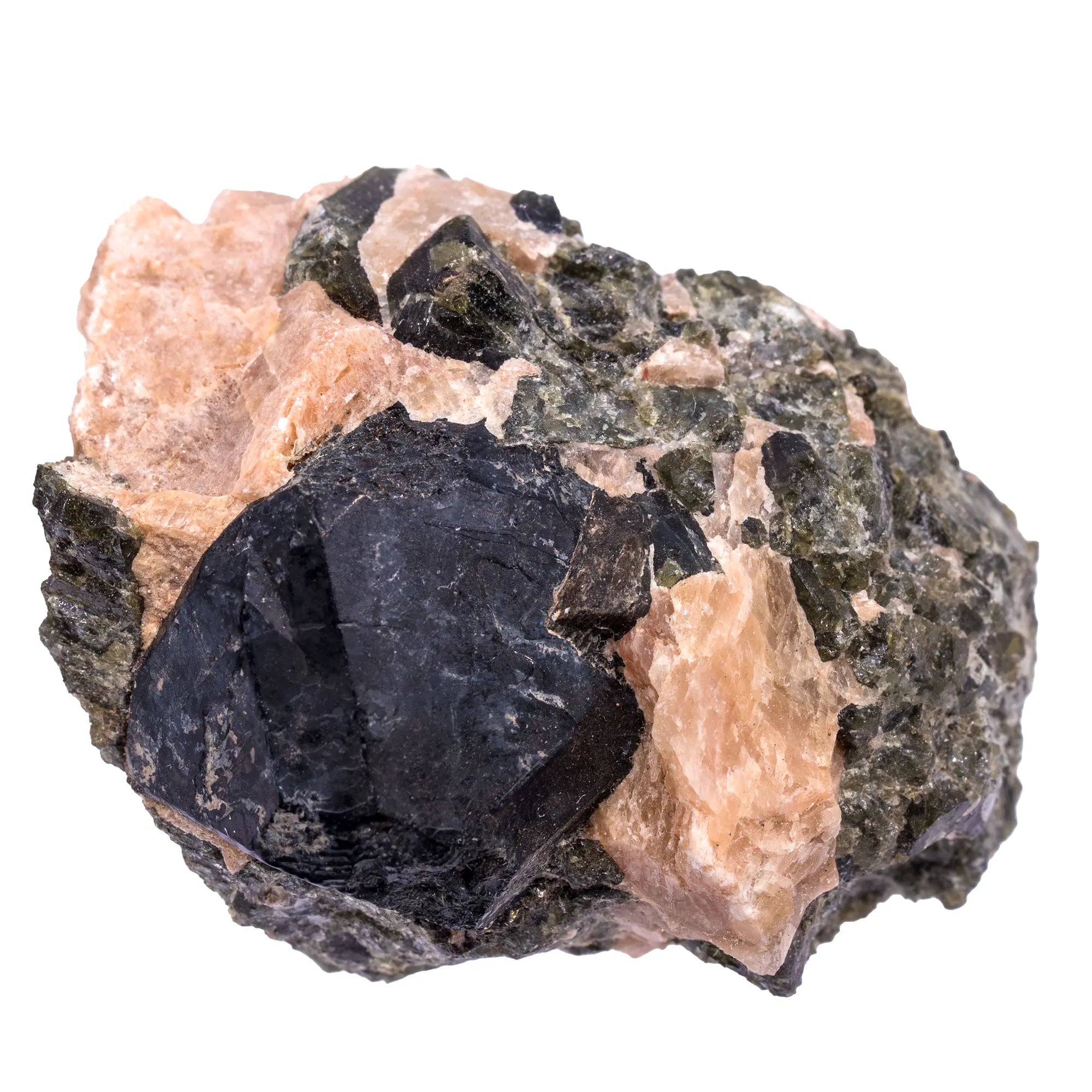 Spinelle noir cristaux bruts sur gangue de Russie - spinelle-noir-var-pleonaste-brut-sur-gangue-spi13 - CRISTAL SOURCES