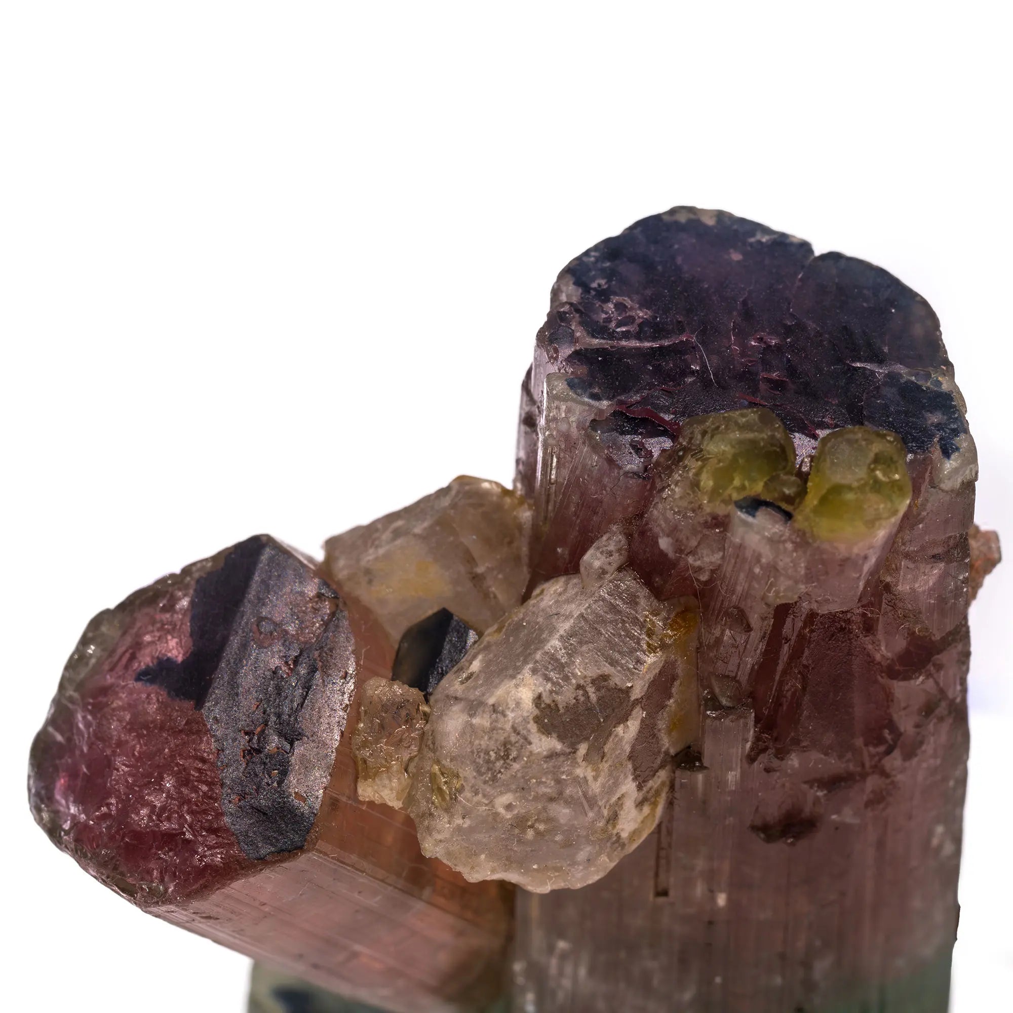 Tourmaline multicolore - verte, rose, bleue & jaune ! - blue cap - CRISTAL SOURCES