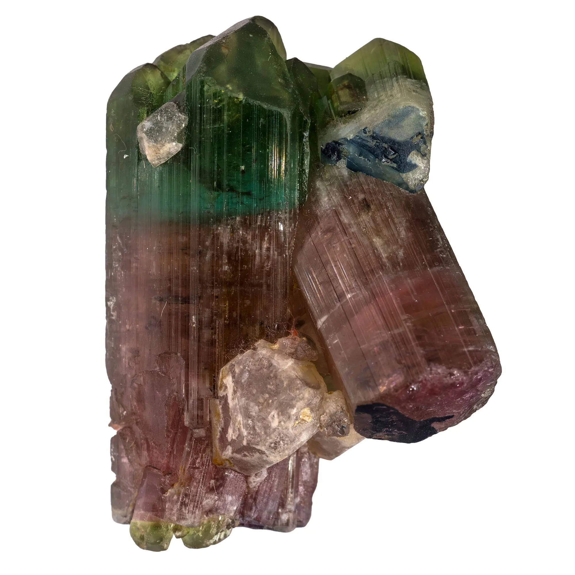 Tourmaline multicolore - verte, rose, bleue & jaune ! - blue cap - CRISTAL SOURCES