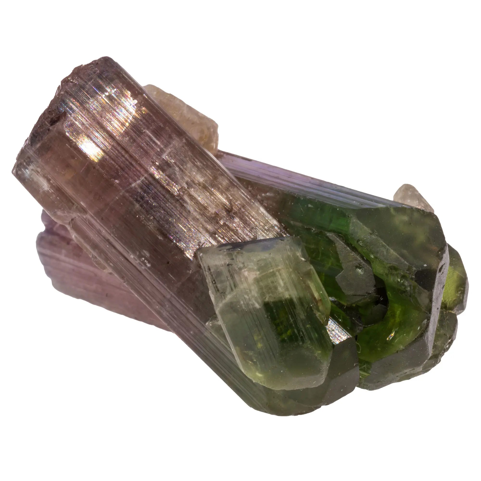 Tourmaline multicolore - verte, rose, bleue & jaune ! - blue cap - CRISTAL SOURCES