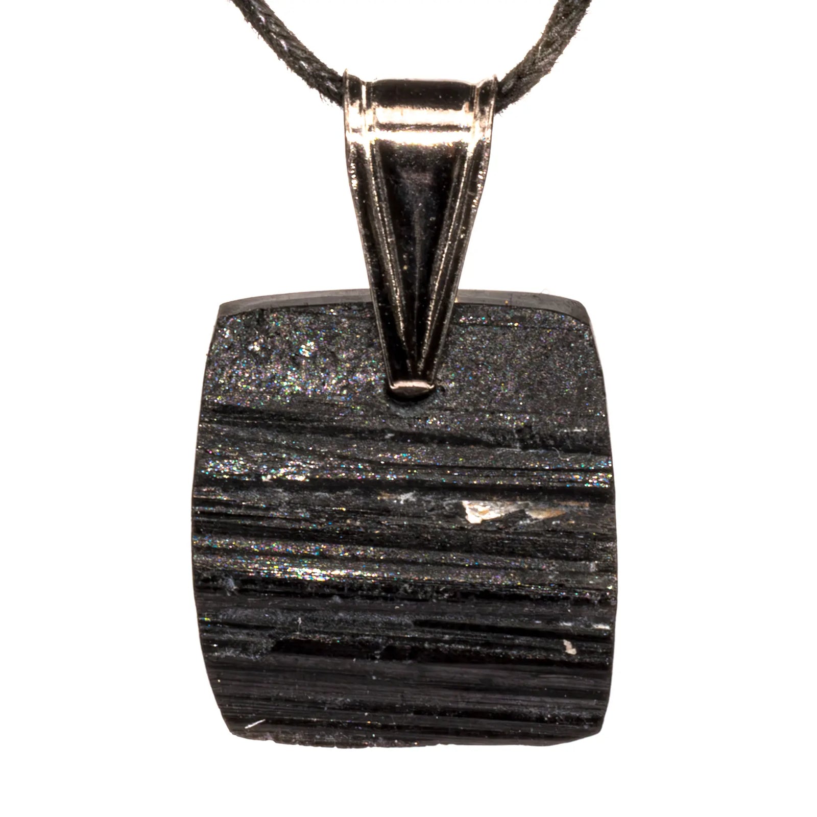 Pendentif Tourmaline noire argent - rectangle - pendentif-argent-tourmaline-noire-brute-inde-tnpd1 - CRISTAL SOURCES