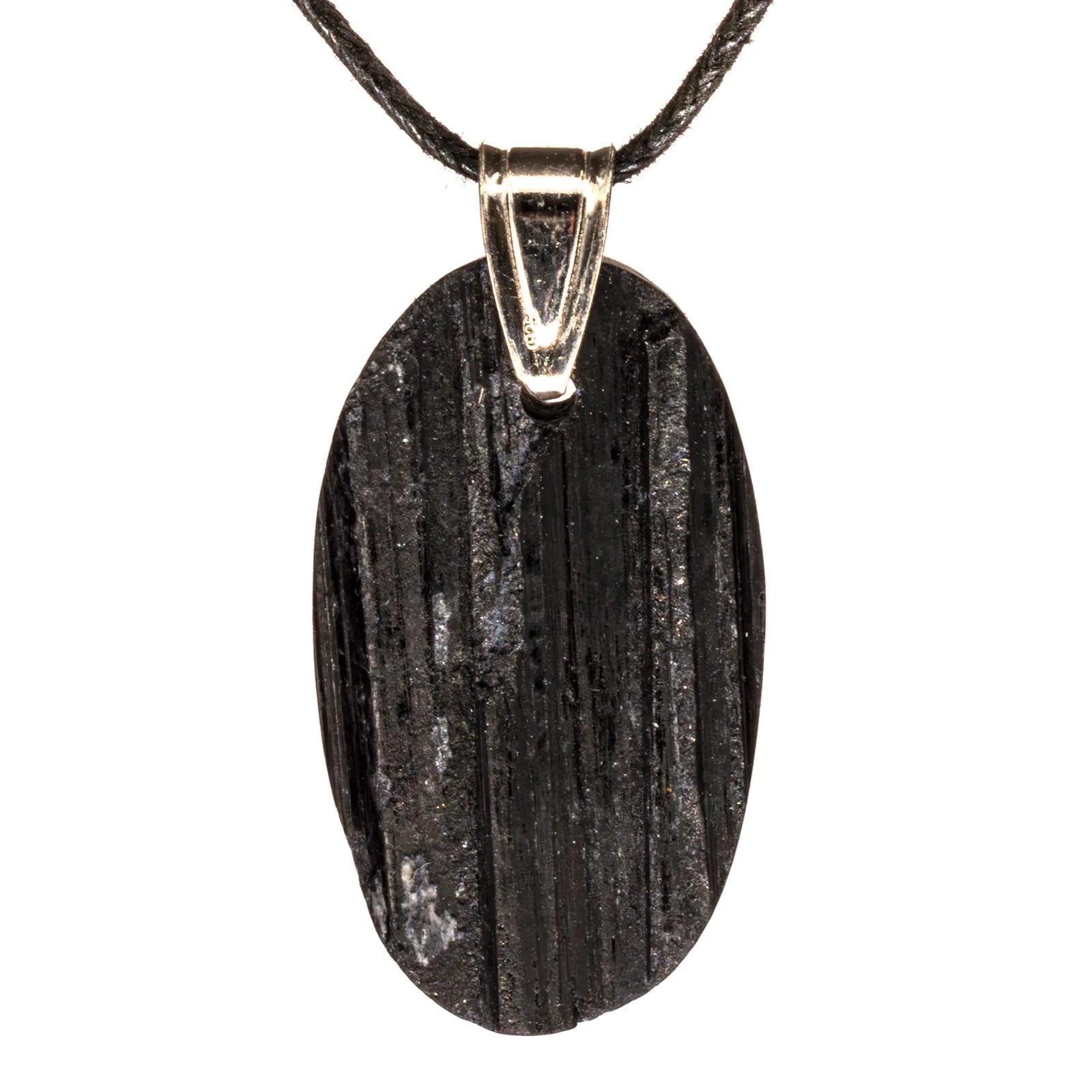 Pendentif Tourmaline noire brute sur argent - pendentif-argent-tourmaline-noire-brute-inde-tnpd2 - CRISTAL SOURCES