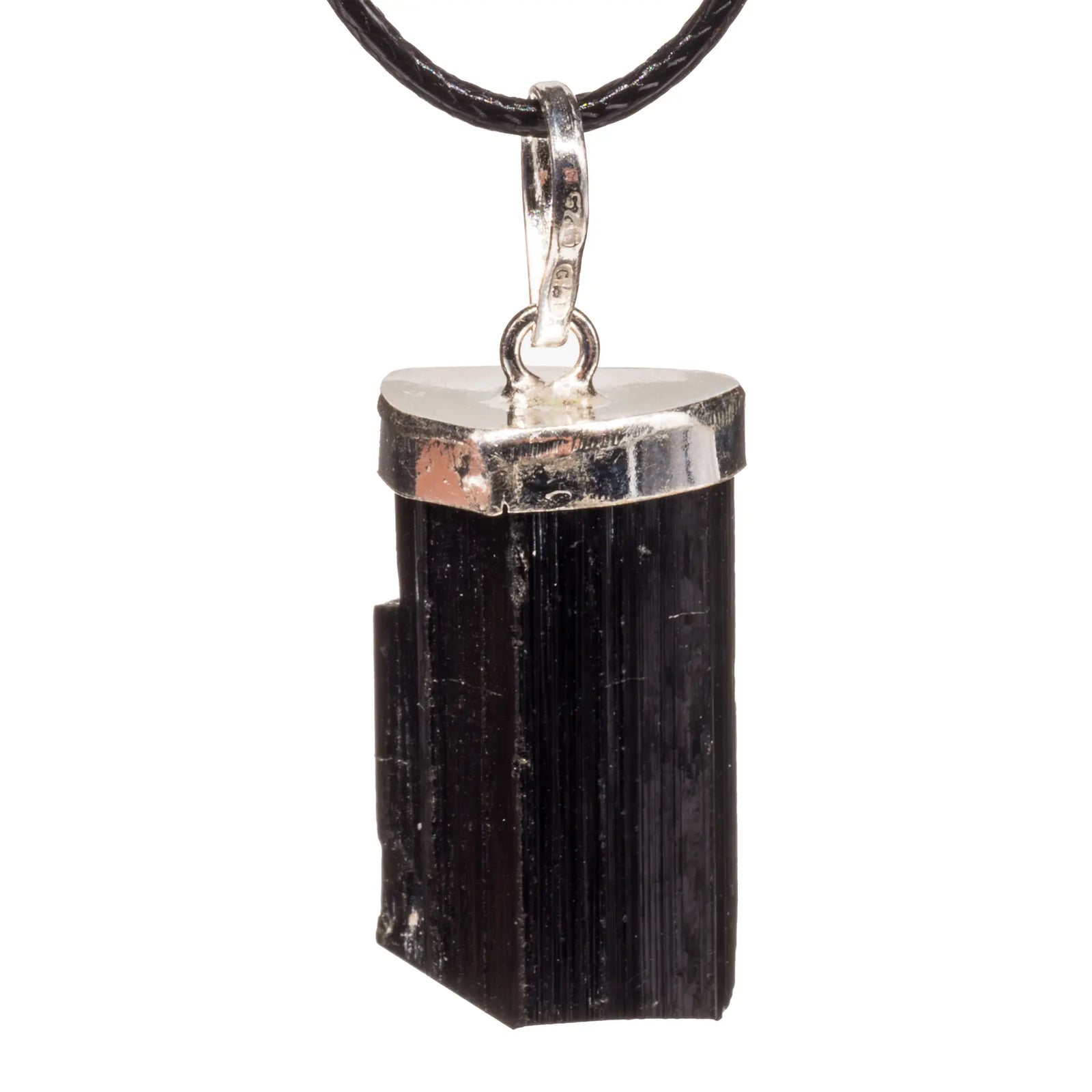 Pendentif Tourmaline noire brute sur argent - pendentif-argent-tourmaline-noire-brute-bresil-tnpd8 - CRISTAL SOURCES