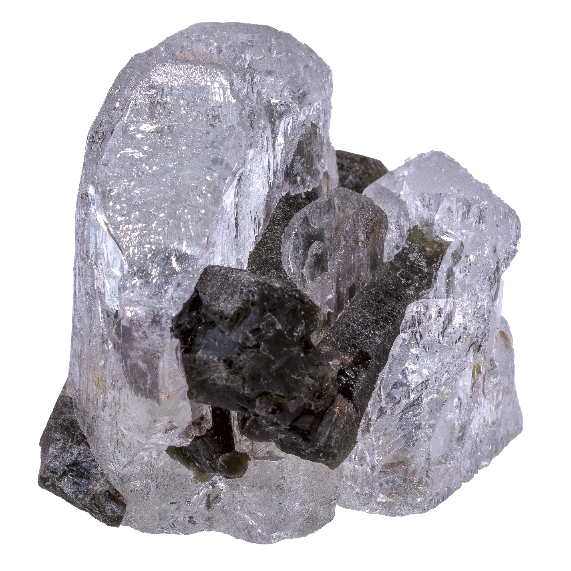 Topaze cristaux bruts avec Apatite verte - collection - CRISTAL SOURCES