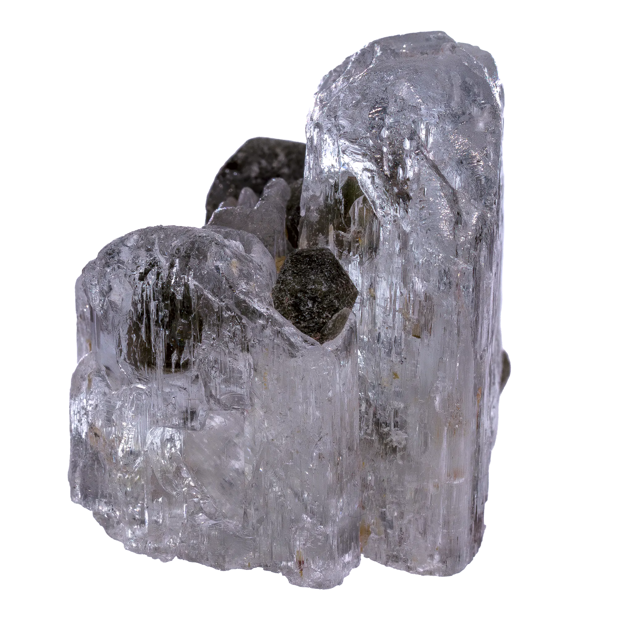 Topaze cristaux bruts avec Apatite verte - collection - CRISTAL SOURCES