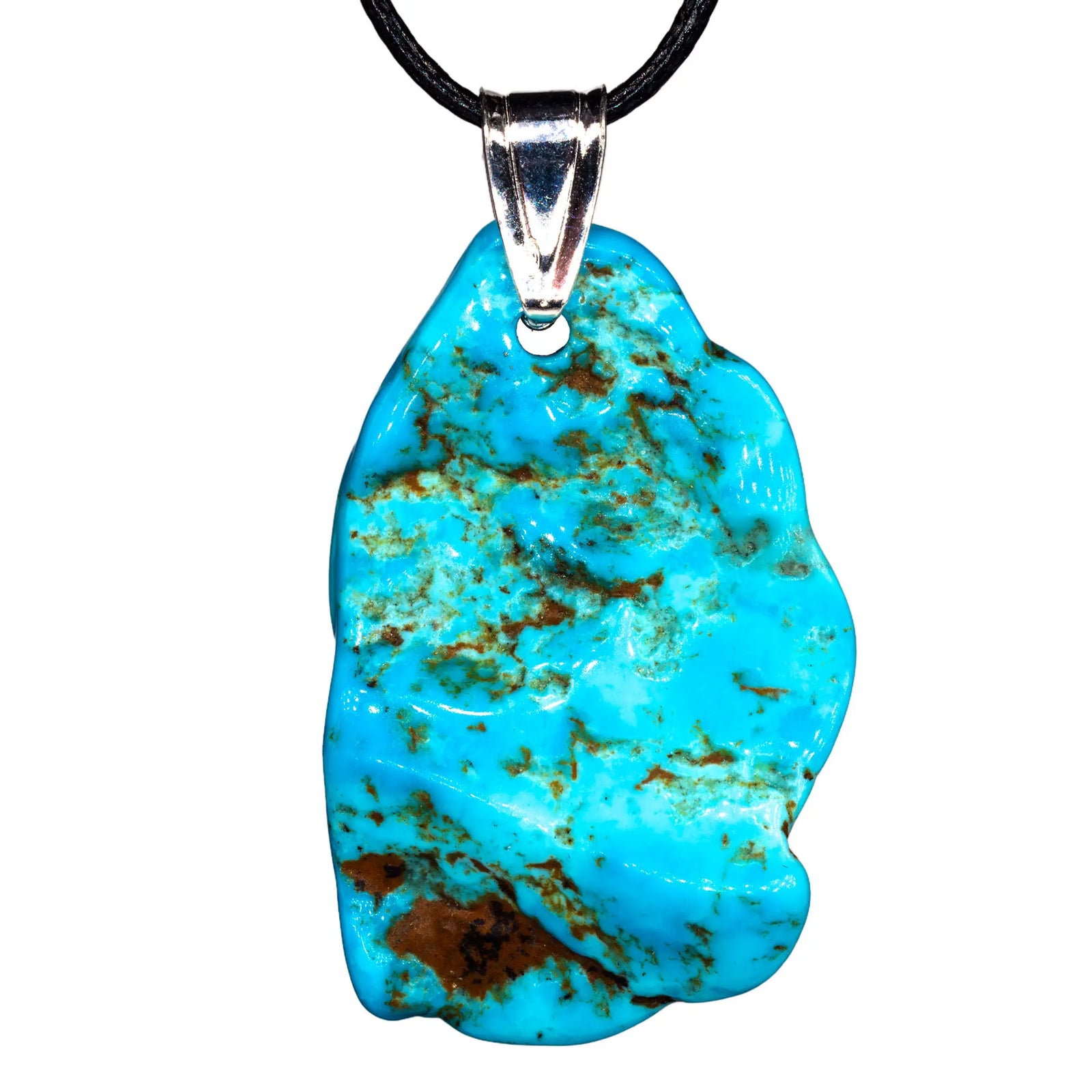 Pendentif turquoise argent - stabilisée - Mexique - 2.5 à 3 cm - pendentif-argent-turquoise-tqpd1 - CRISTAL SOURCES
