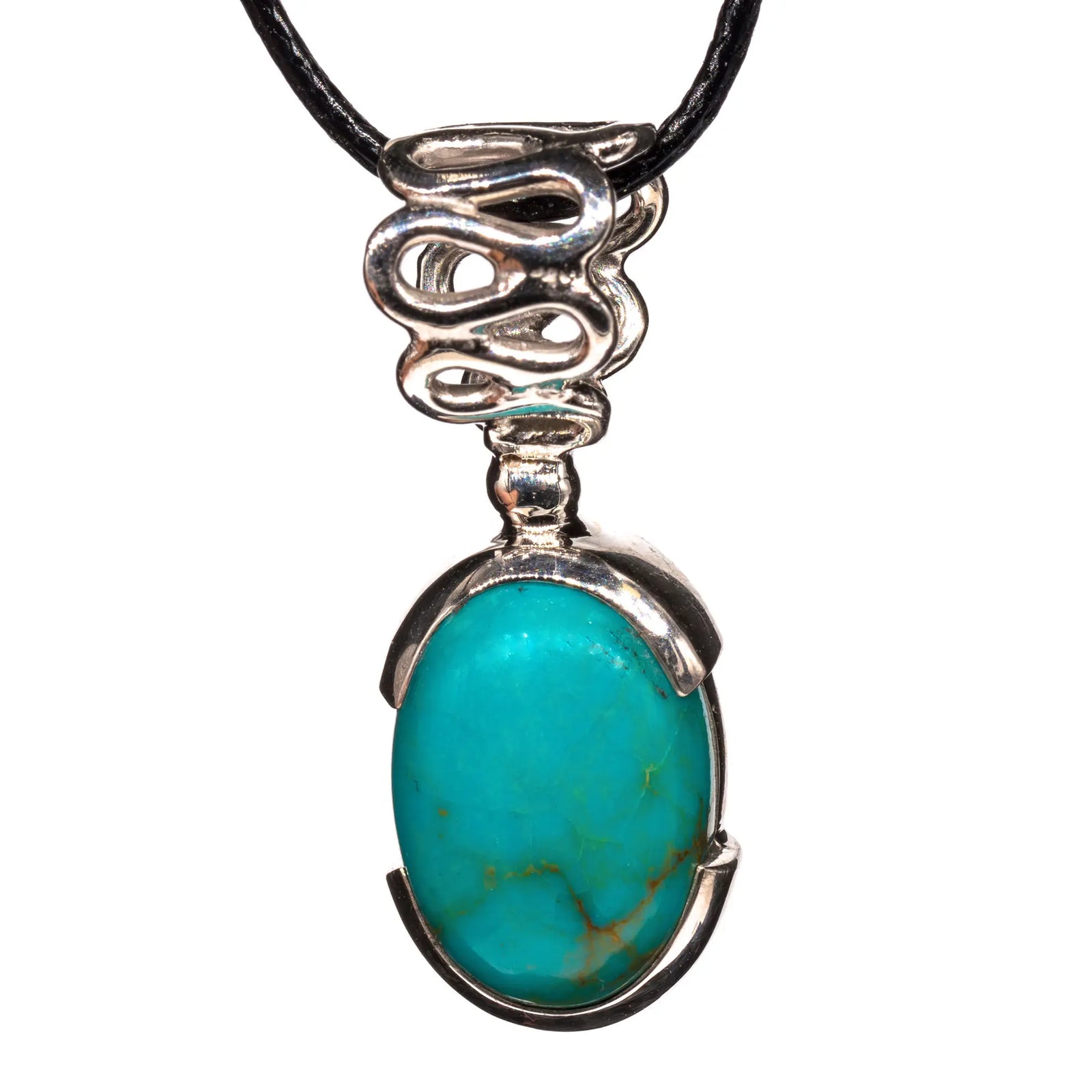 Pendentif turquoise argent - stabilisée - Mexique - pendentif-argent-turquoise-tqpd5 - CRISTAL SOURCES