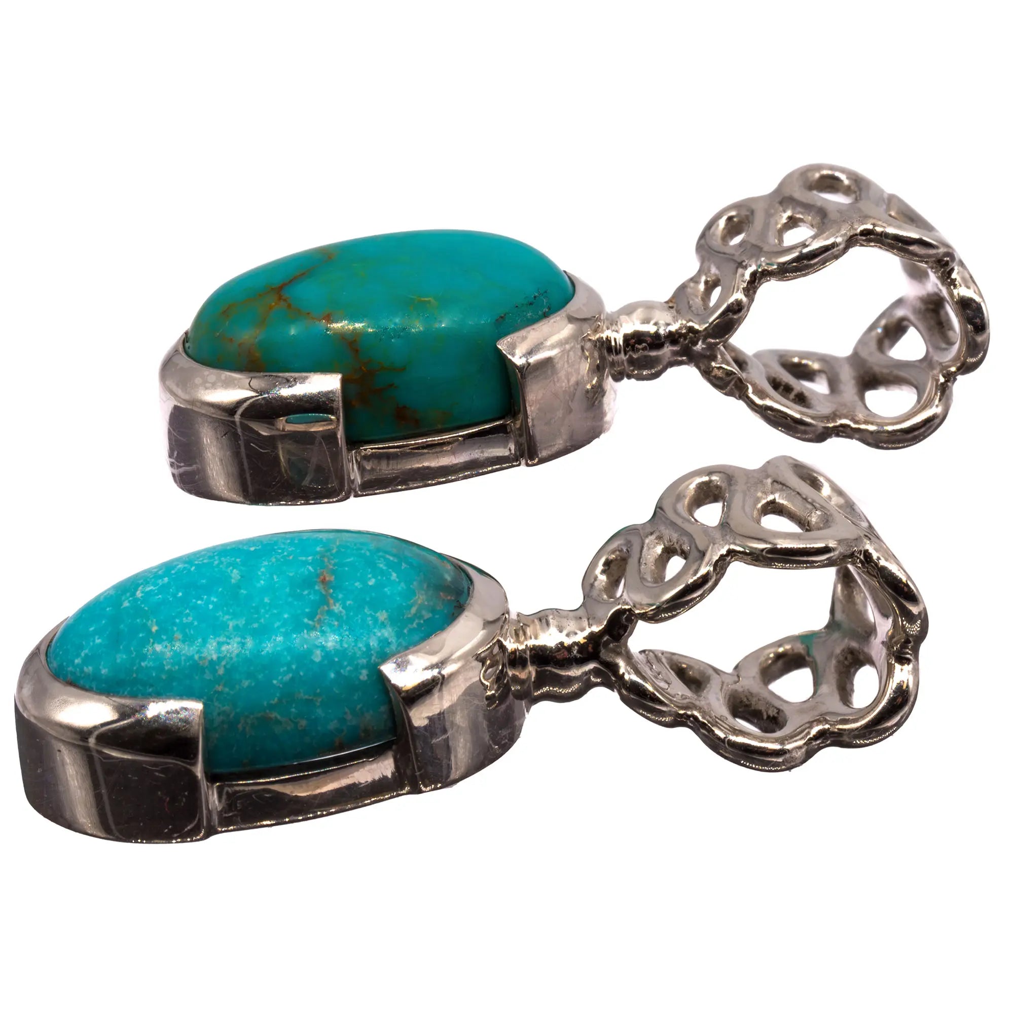 Pendentif turquoise argent - stabilisée - Mexique - pendentif-argent-turquoise-tqpd5 - CRISTAL SOURCES