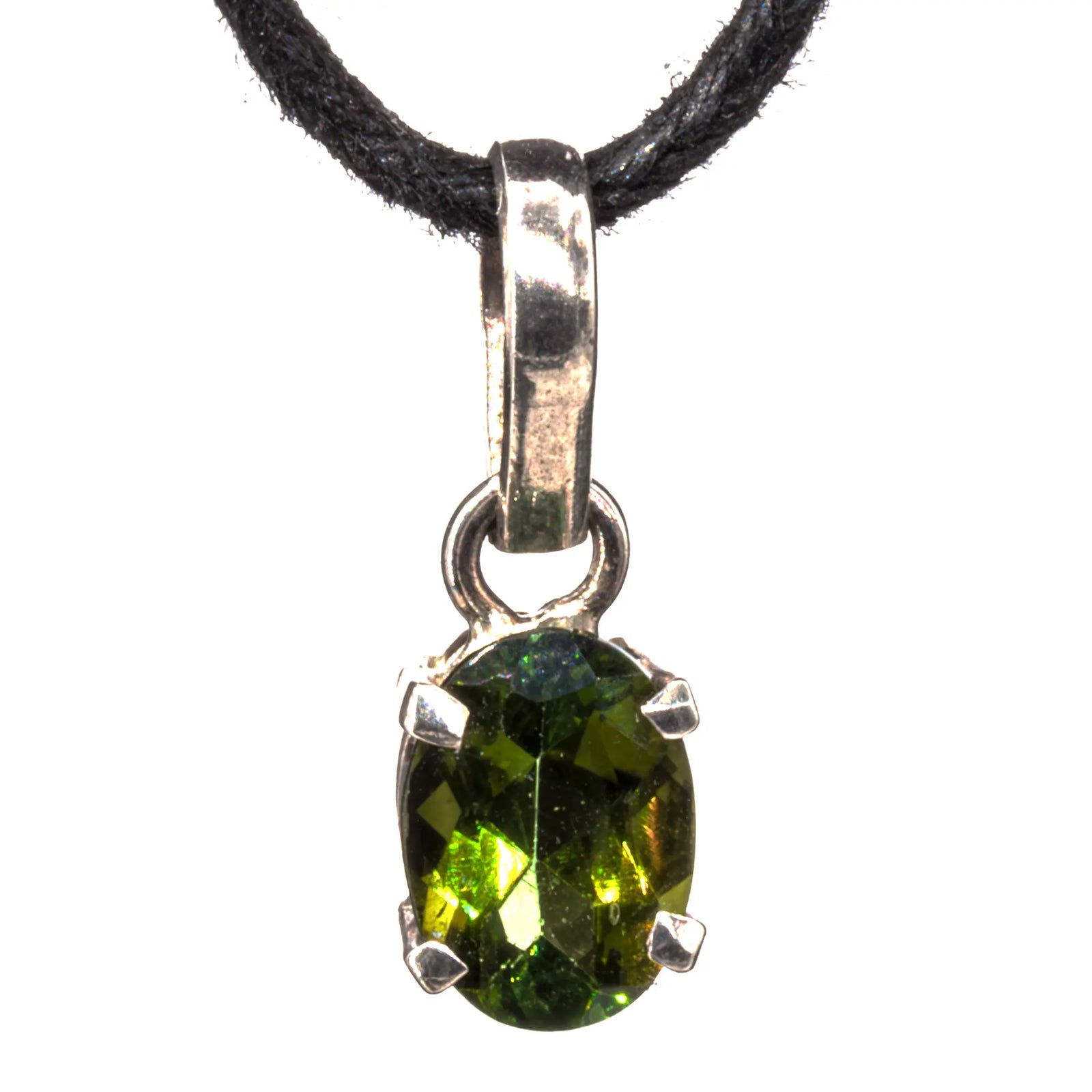 Pendentif Tourmaline verte argent - pierre facettée - pendentif-argent-tourmaline-verte-gemme-bresil-tvpd2 - CRISTAL SOURCES