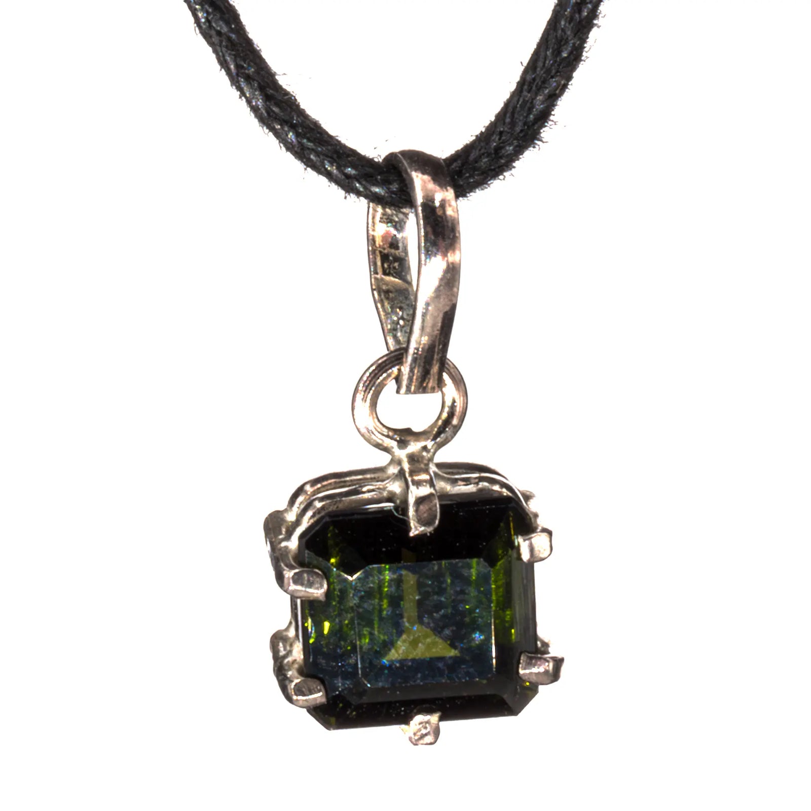 Pendentif Tourmaline verte argent - pierre facettée - pendentif-argent-tourmaline-verte-gemme-bresil-tvpd8 - CRISTAL SOURCES