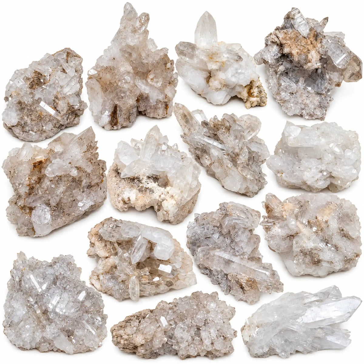 Pierre brute Cristal de roche druse du Beaufortain en Savoie, amas de cristaux naturels translucides et blancs