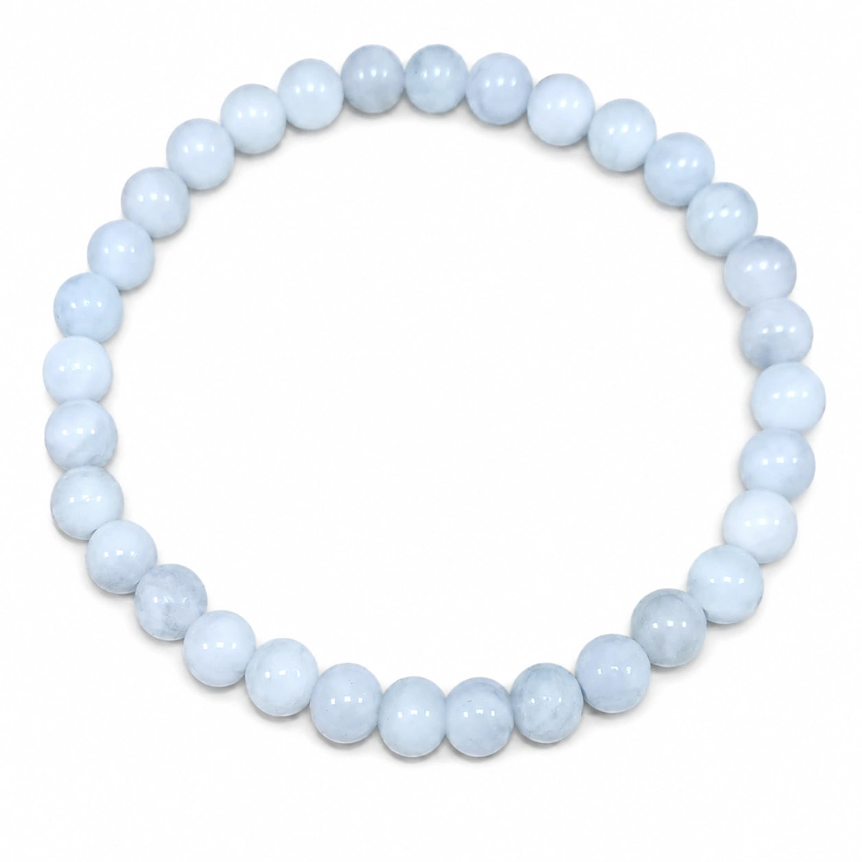 Bracelet Aigue marine naturelle perle ronde 6mm du Brésil