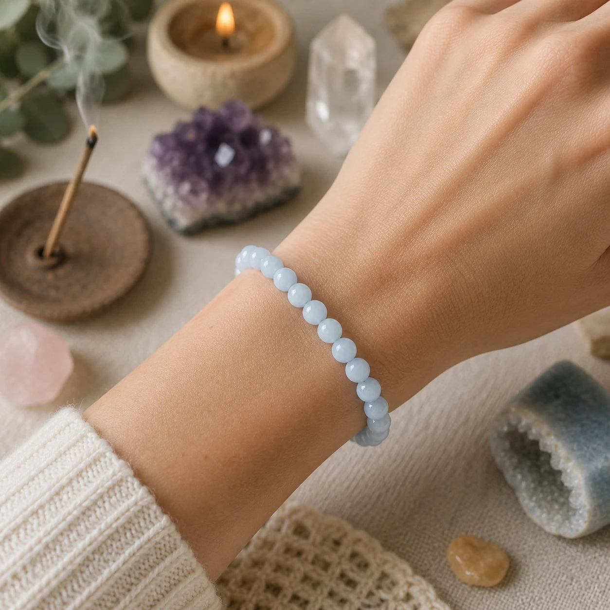 Le bracelet en aigue marine perle ronde 6mm, est un bracelet mixte, pour homme et pour femme