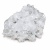 Druse de quartz naturel du Valais en Suisse, cristaux de quartz transparents à blancs parfaitement cristallisés sur fond blanc, spécimen minéralogique de collection avec faces naturelles.
