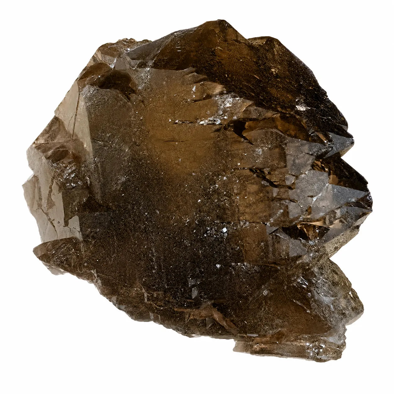 Gwindel fumé du Mont-Blanc – Talèfre 2023, cristal de quartz fumé de collection présentant une croissance torsadée caractéristique, vue opposée révélant les détails de la cristallisation.
