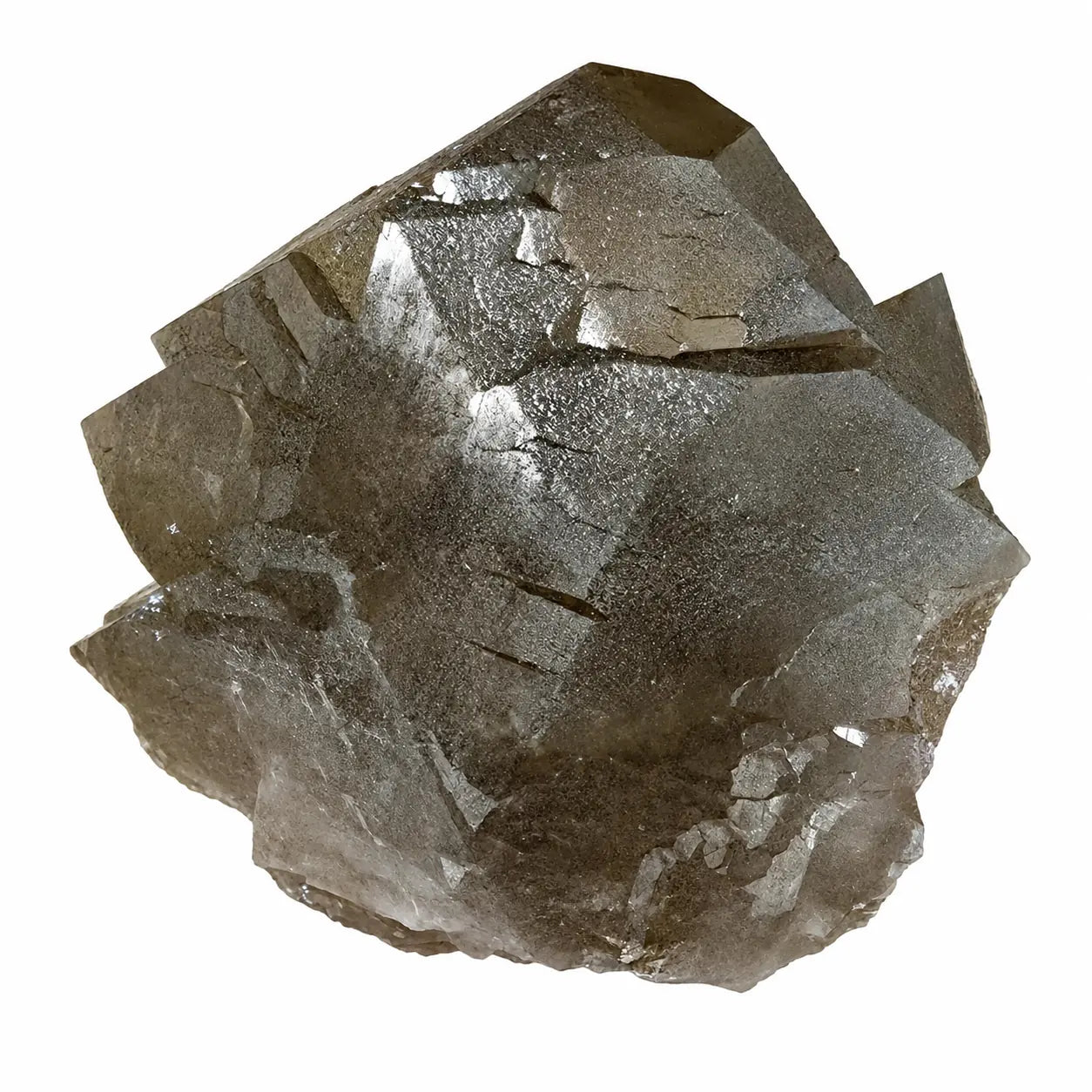 Gros plan sur un quartz fumé gwindel de Talèfre, Mont Blanc, France, dévoilant les détails des faces cristallines, la transparence fumée et la morphologie hélicoïdale.