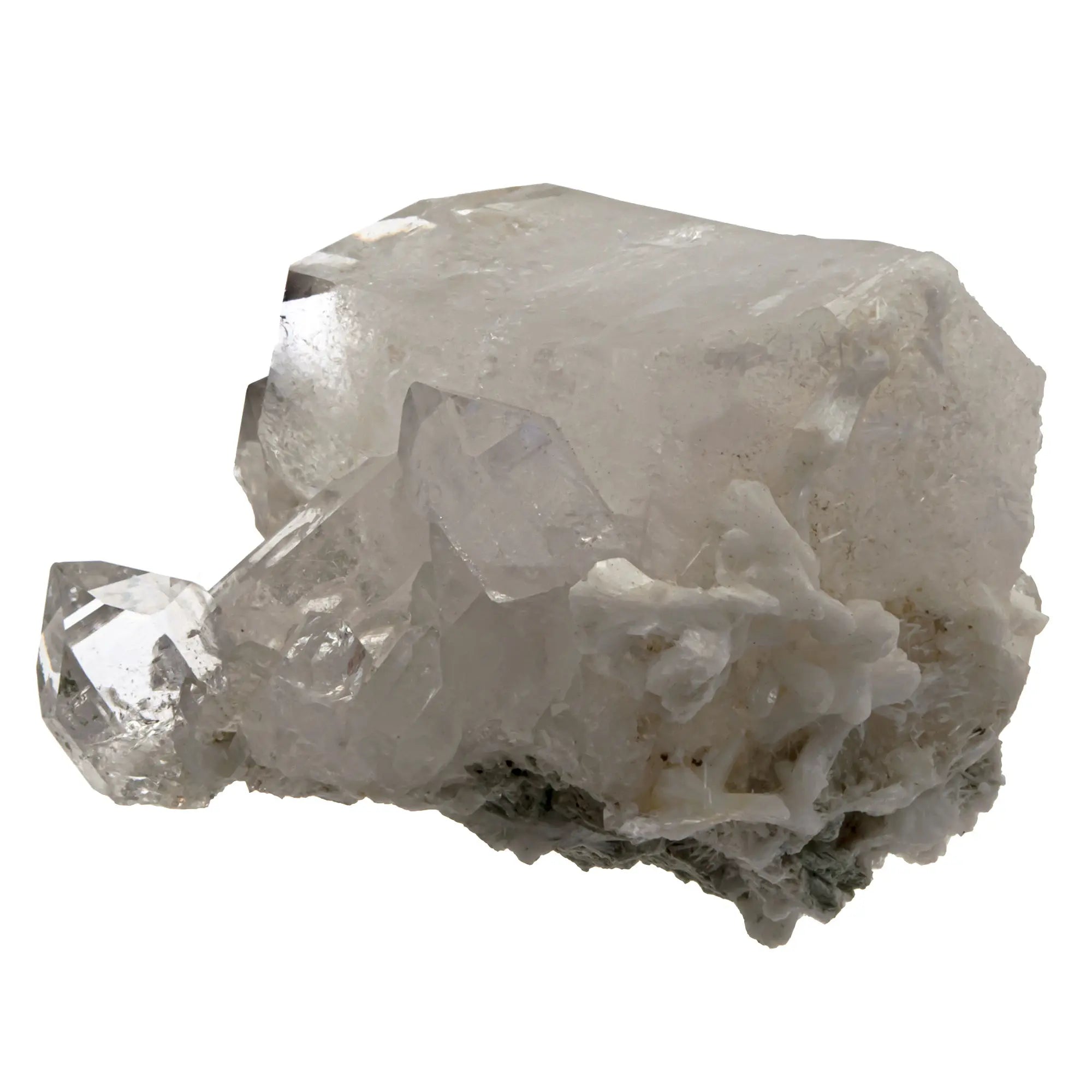 Cristal de roche avec stilbite et scolecite - Mont Blanc, Italie - CRISTAL SOURCES